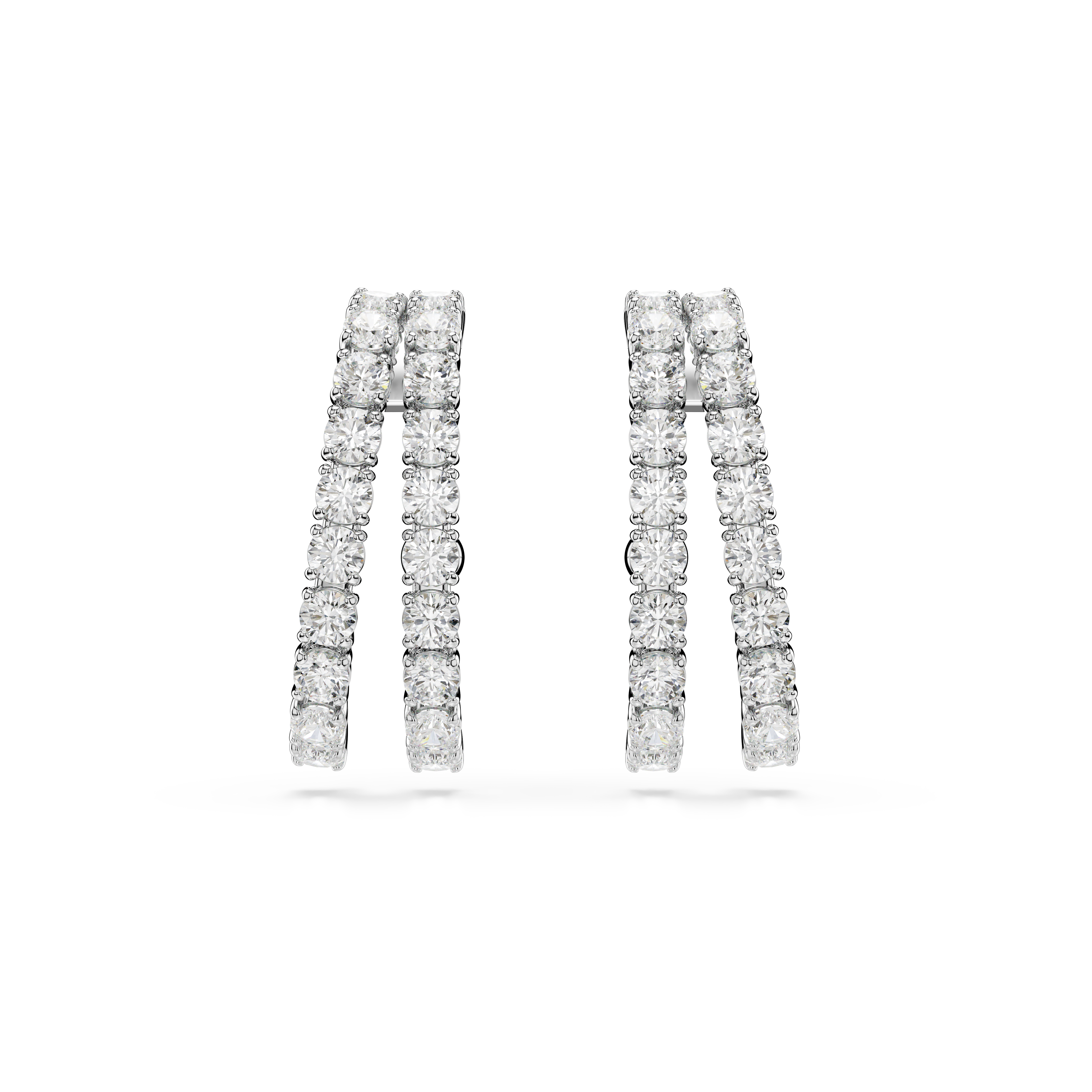 Swarovski Matrix ear cuffs, Round cut, White, Rhodium plated 5705835