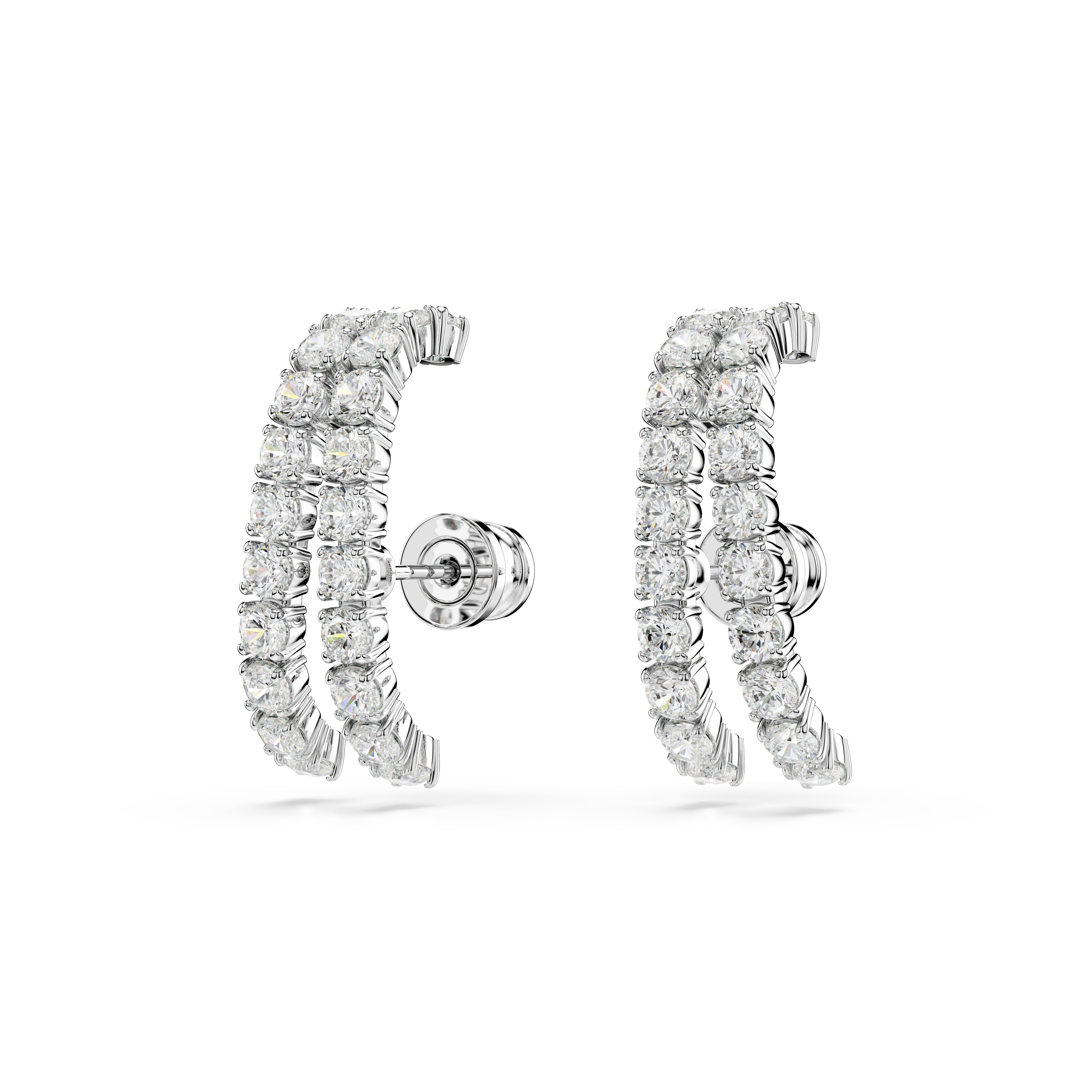 Swarovski Matrix ear cuffs, Round cut, White, Rhodium plated 5705835