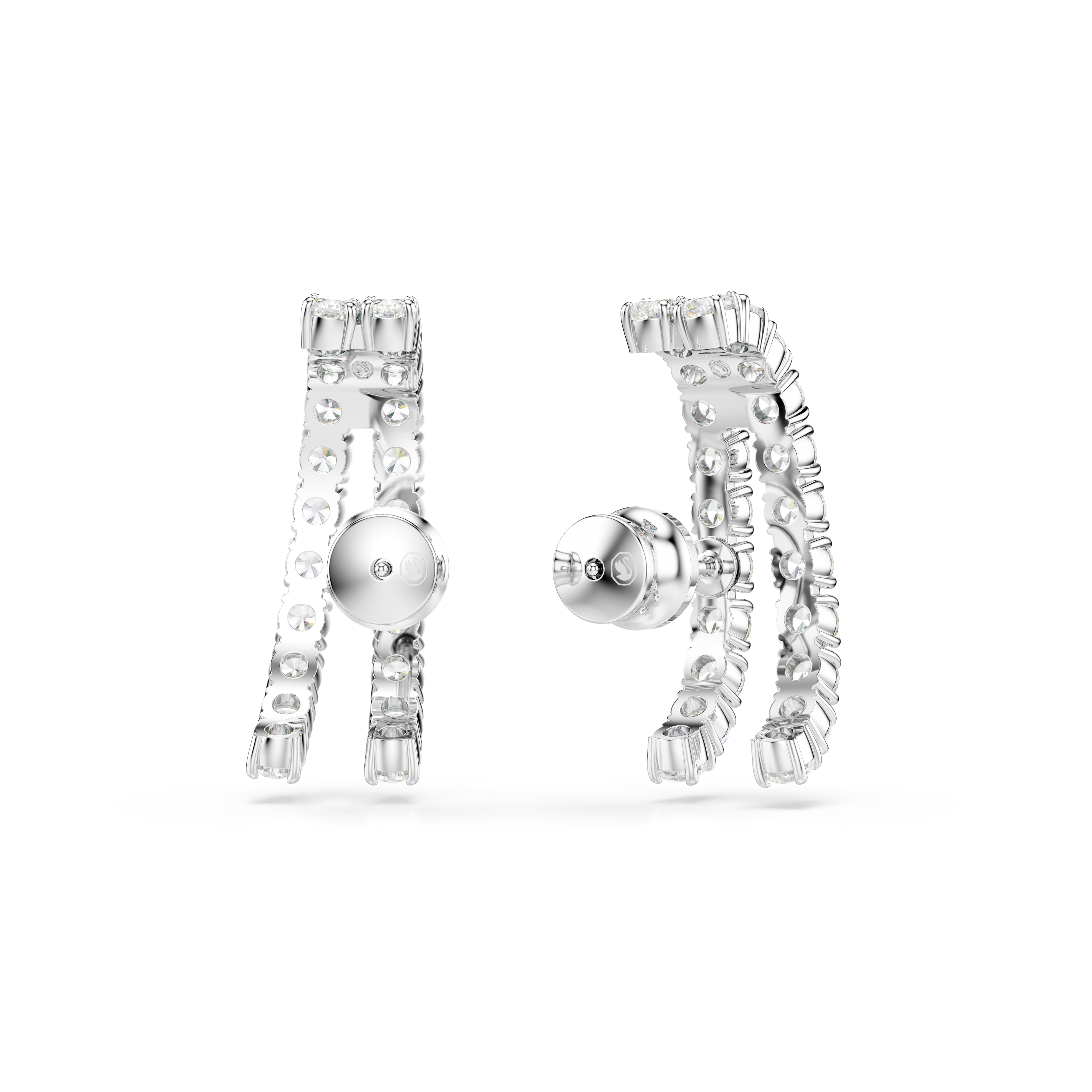 Swarovski Matrix ear cuffs, Round cut, White, Rhodium plated 5705835