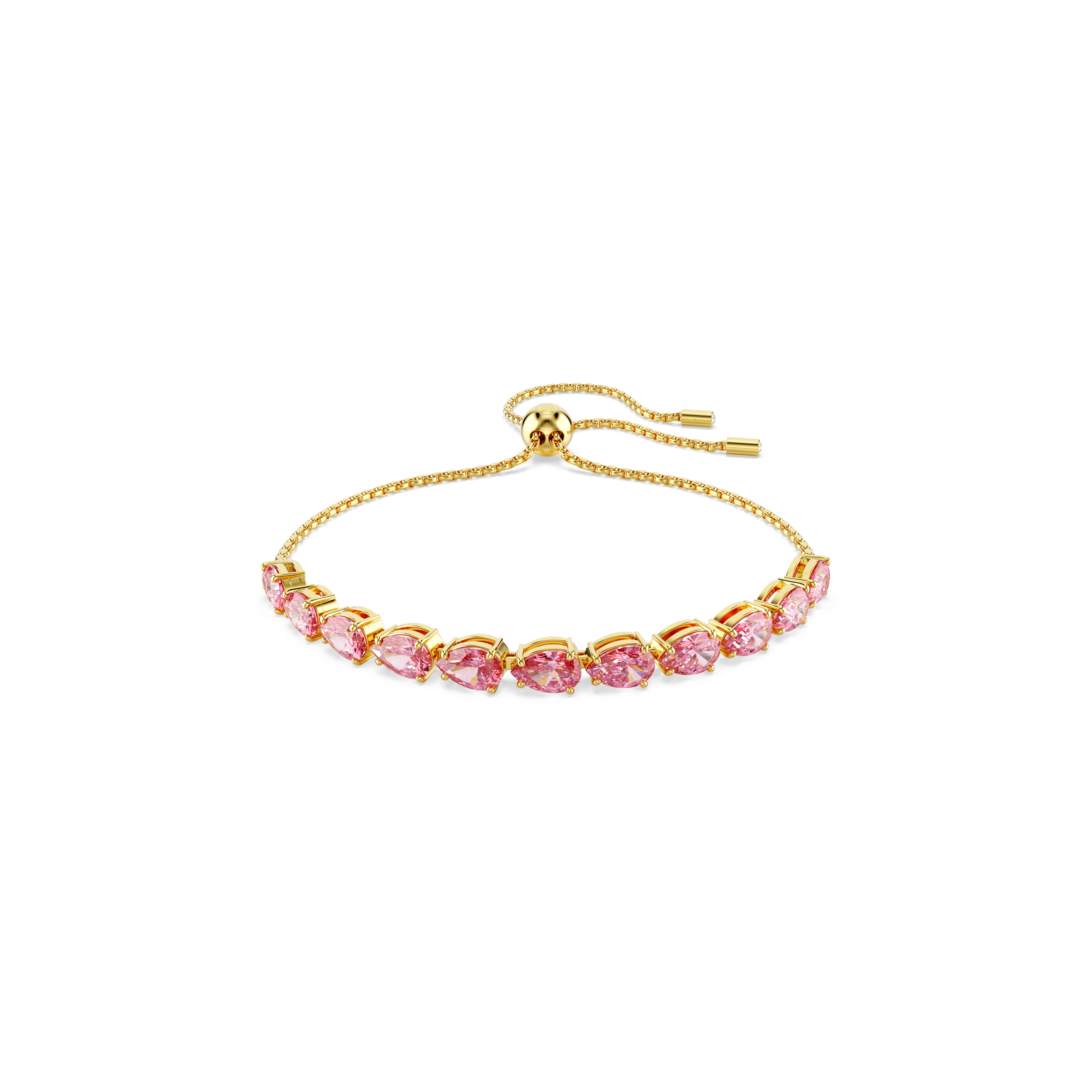 Swarovski Matrix Tennis bracelet, Pear cut, Pink, Gold-tone plated 5707187