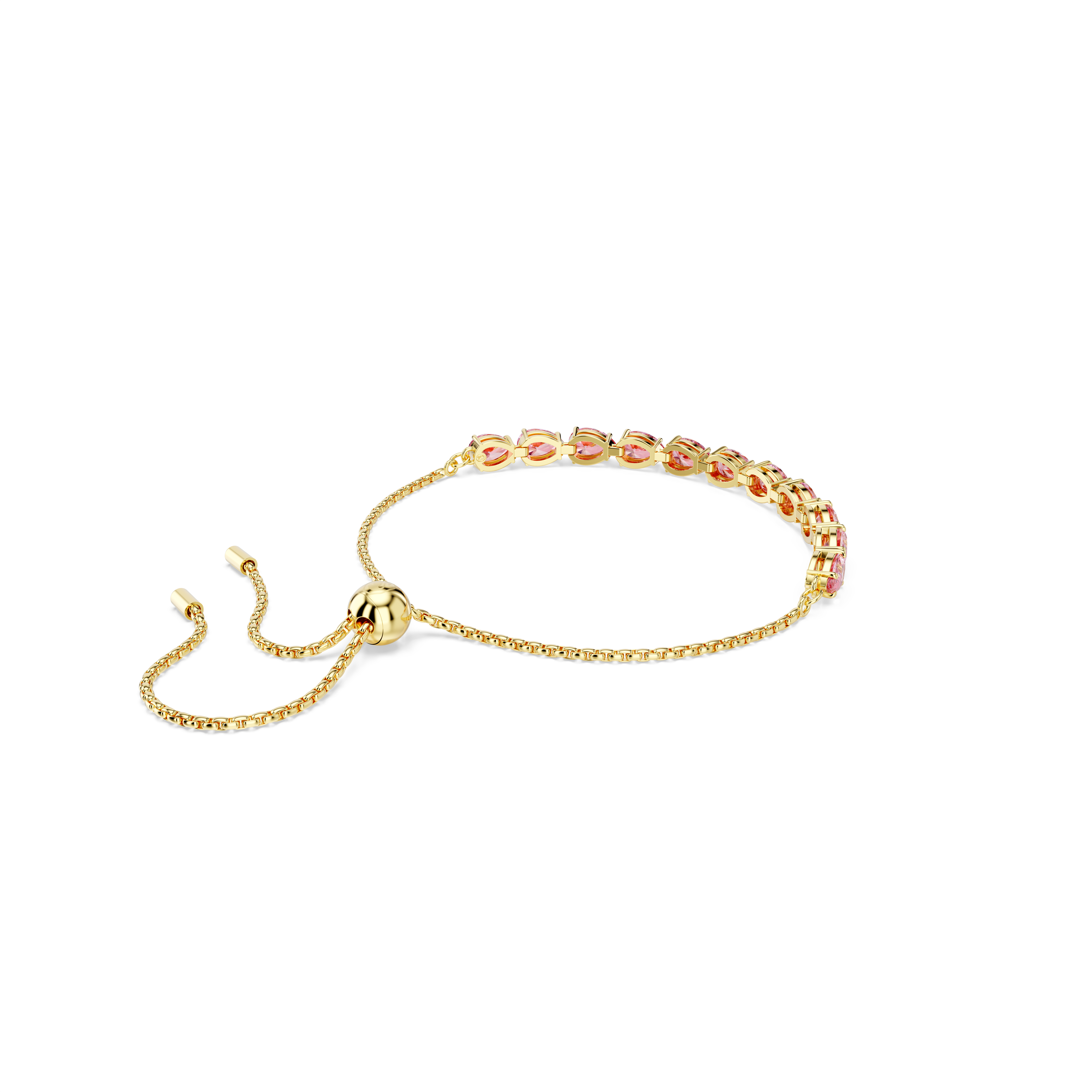Swarovski Matrix Tennis bracelet, Pear cut, Pink, Gold-tone plated 5707187
