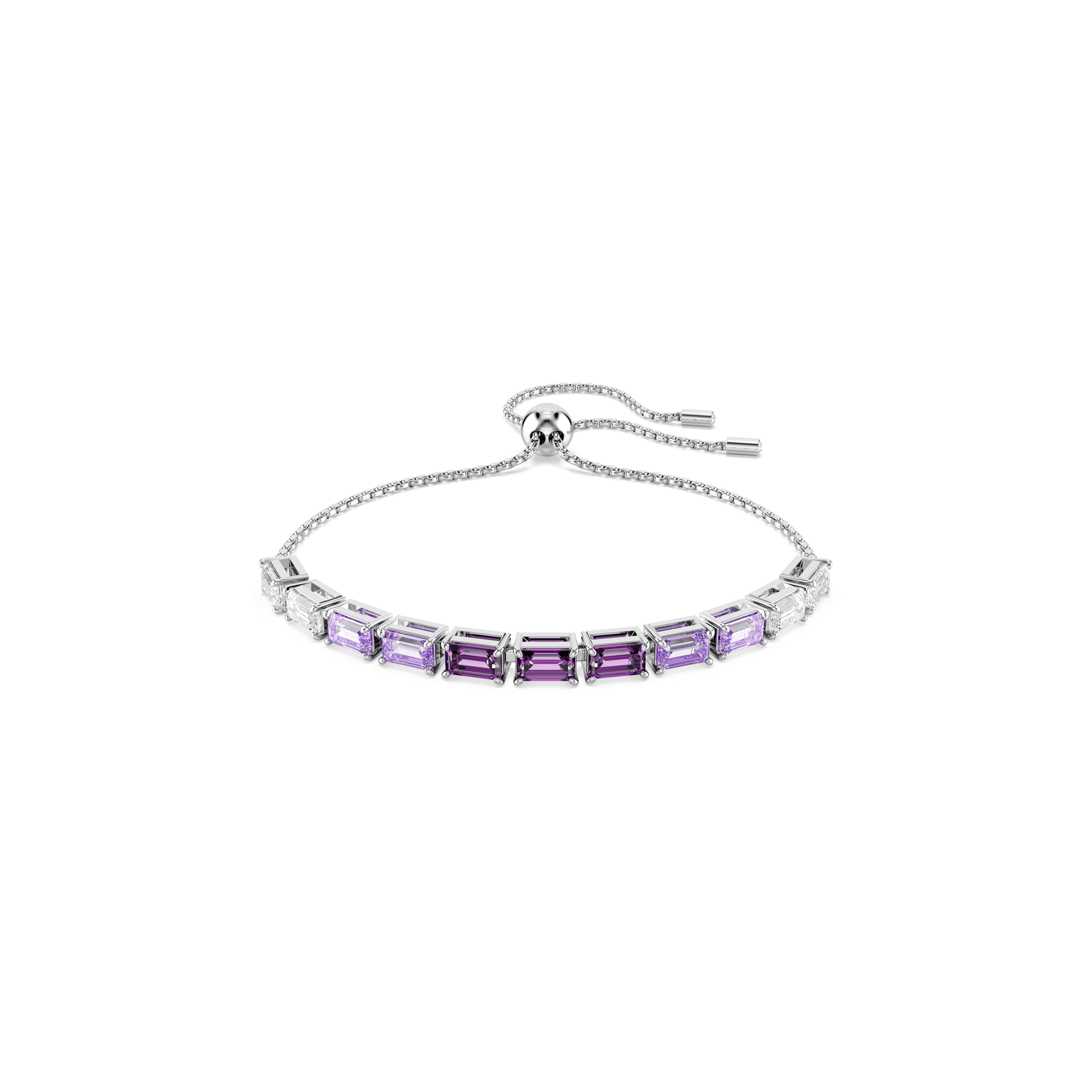 Swarovski Matrix Tennis bracelet, Baguette cut, Purple, Rhodium plated 5707199