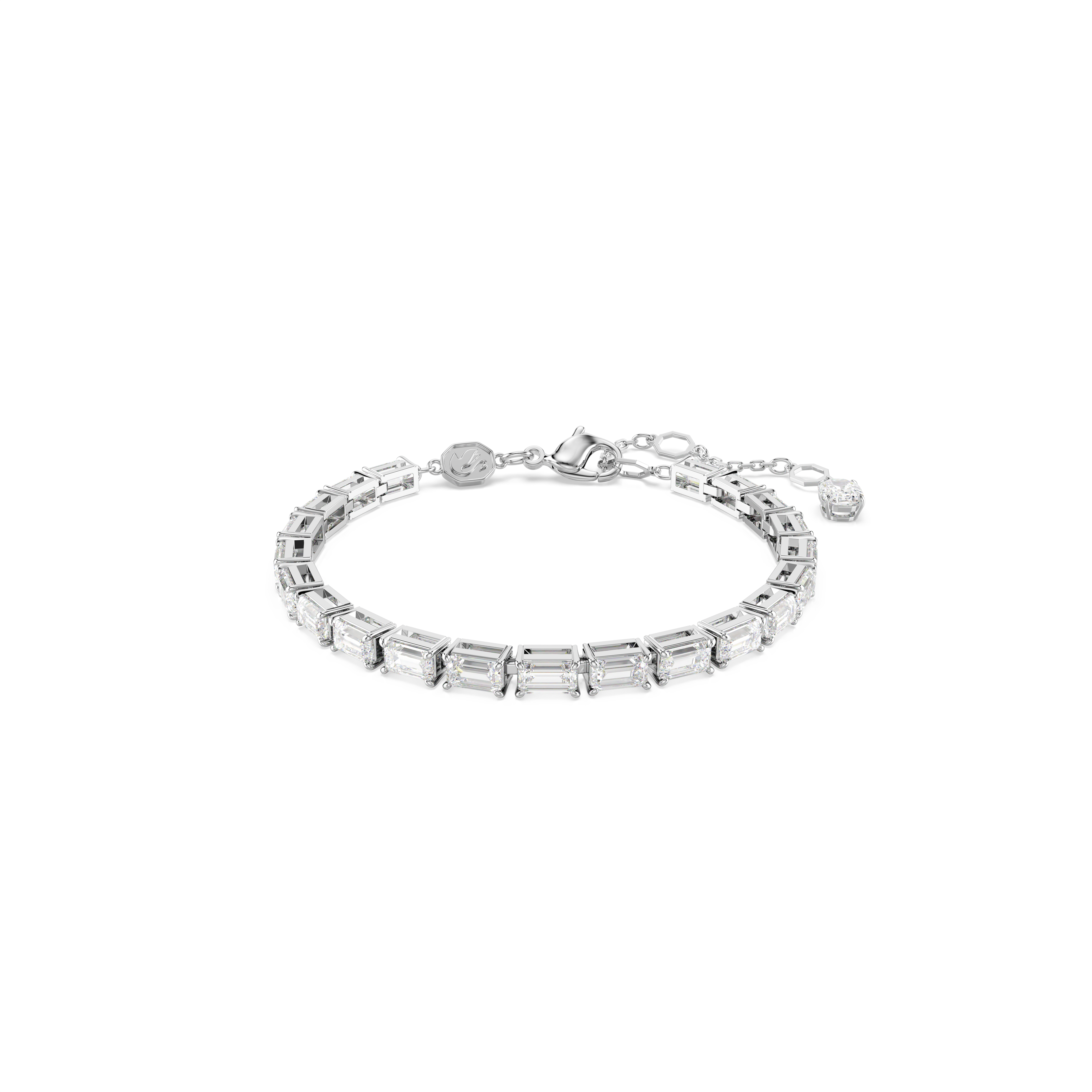 Swarovski Matrix Tennis bracelet, Baguette cut, White, Rhodium plated 5707200