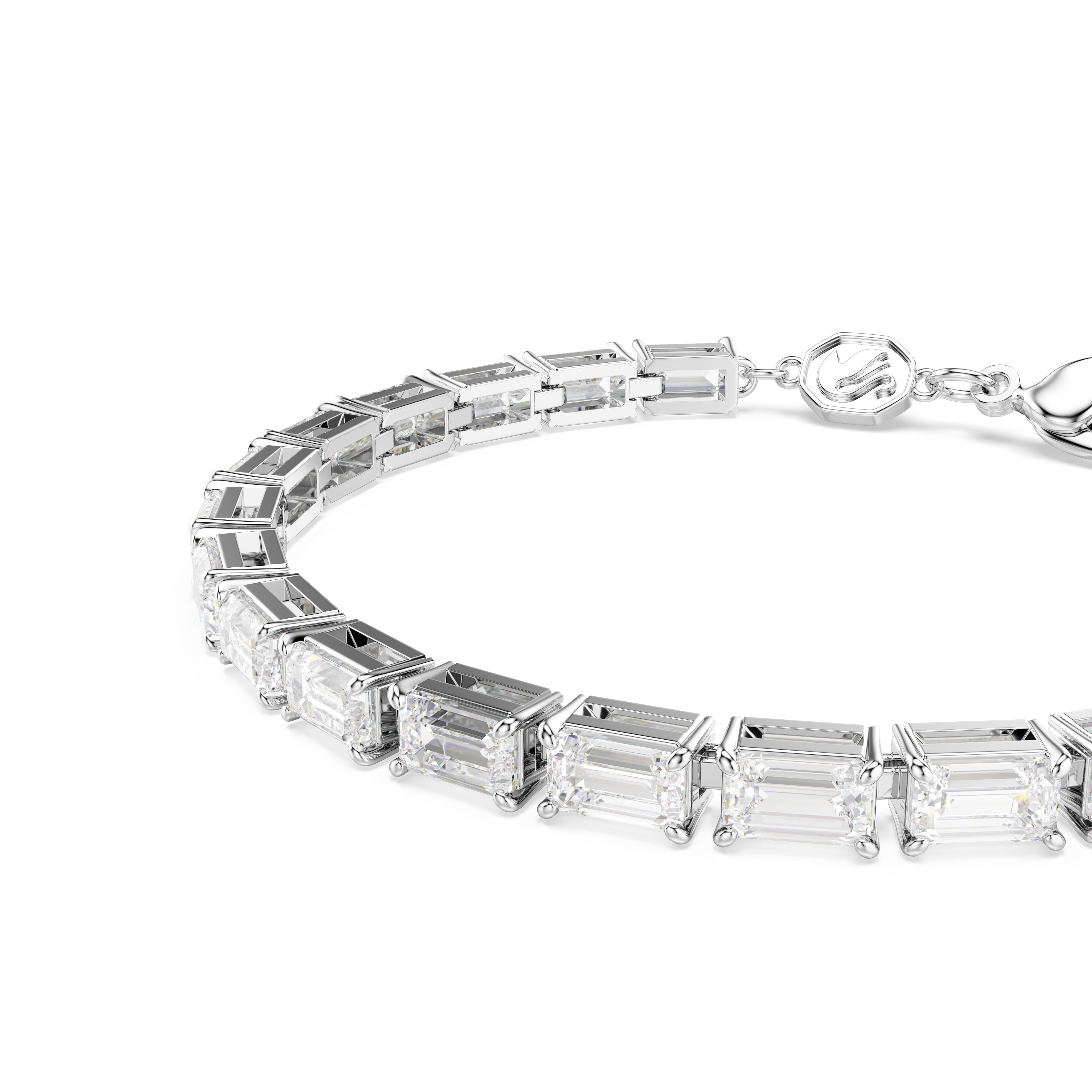 Swarovski Matrix Tennis bracelet, Baguette cut, White, Rhodium plated 5707200