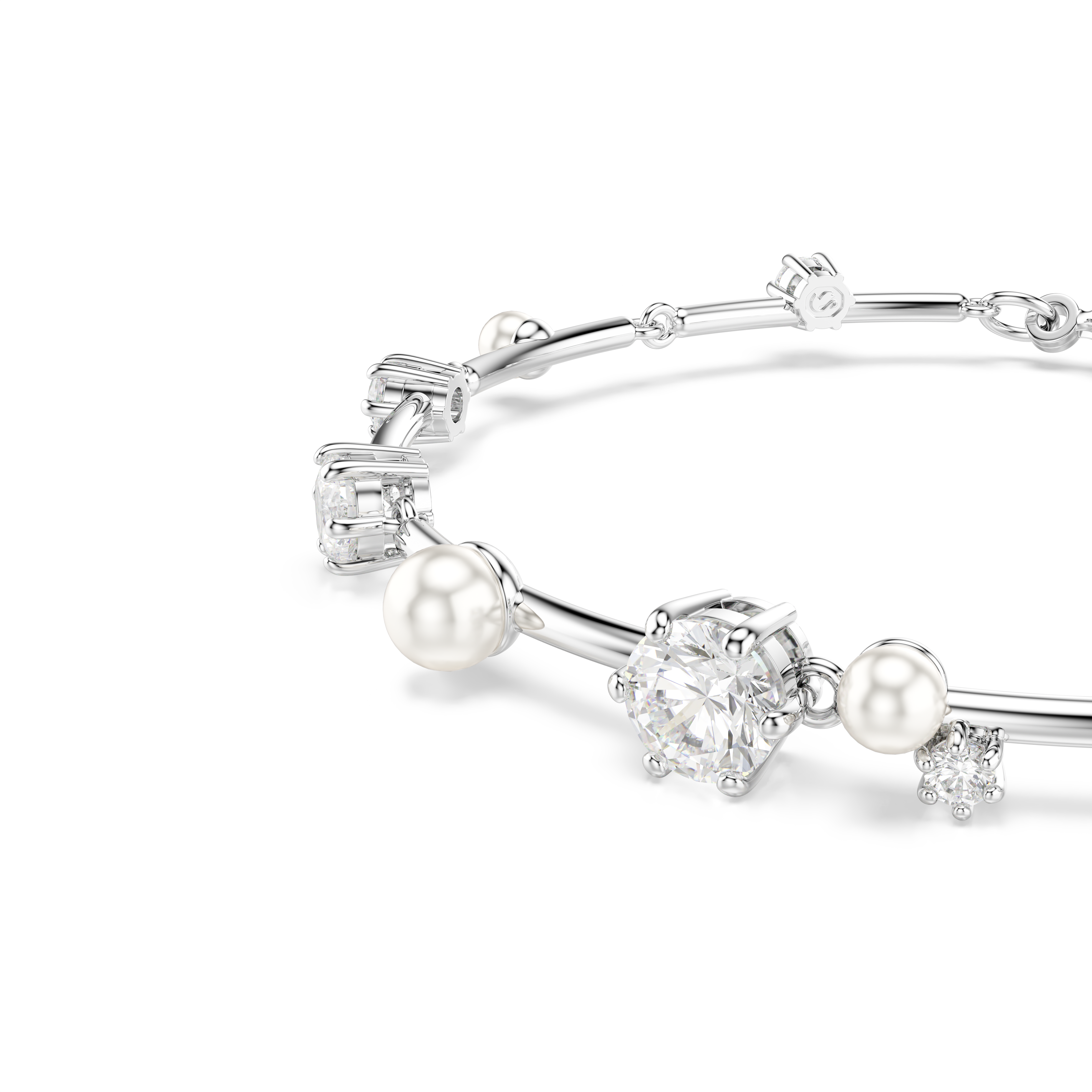 Swarovski Constella bracelet, Crystal pearl, Round cuts, White, Rhodium plated 5707511