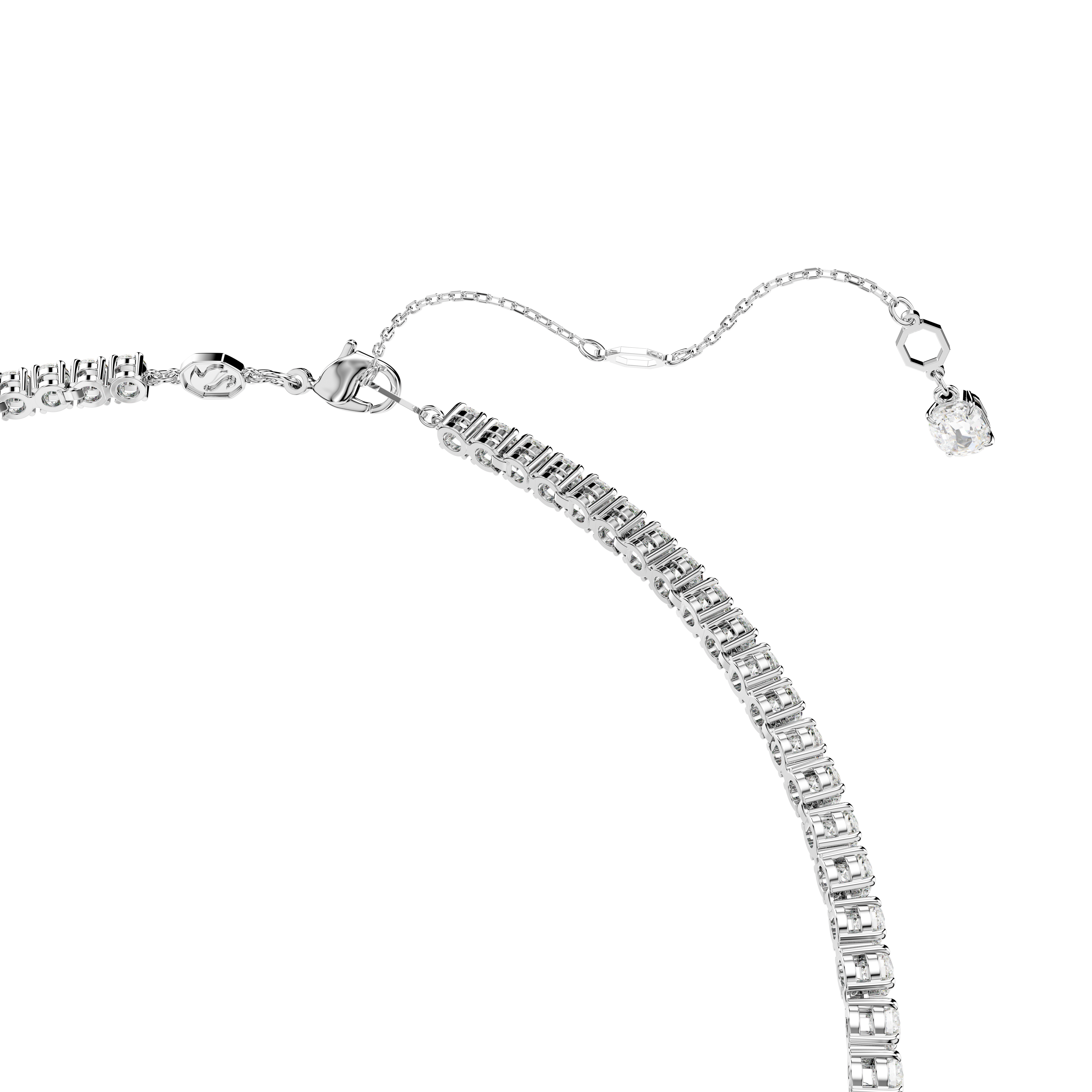 Swarovski Matrix Y necklace, Round cut, White, Rhodium plated 5707988