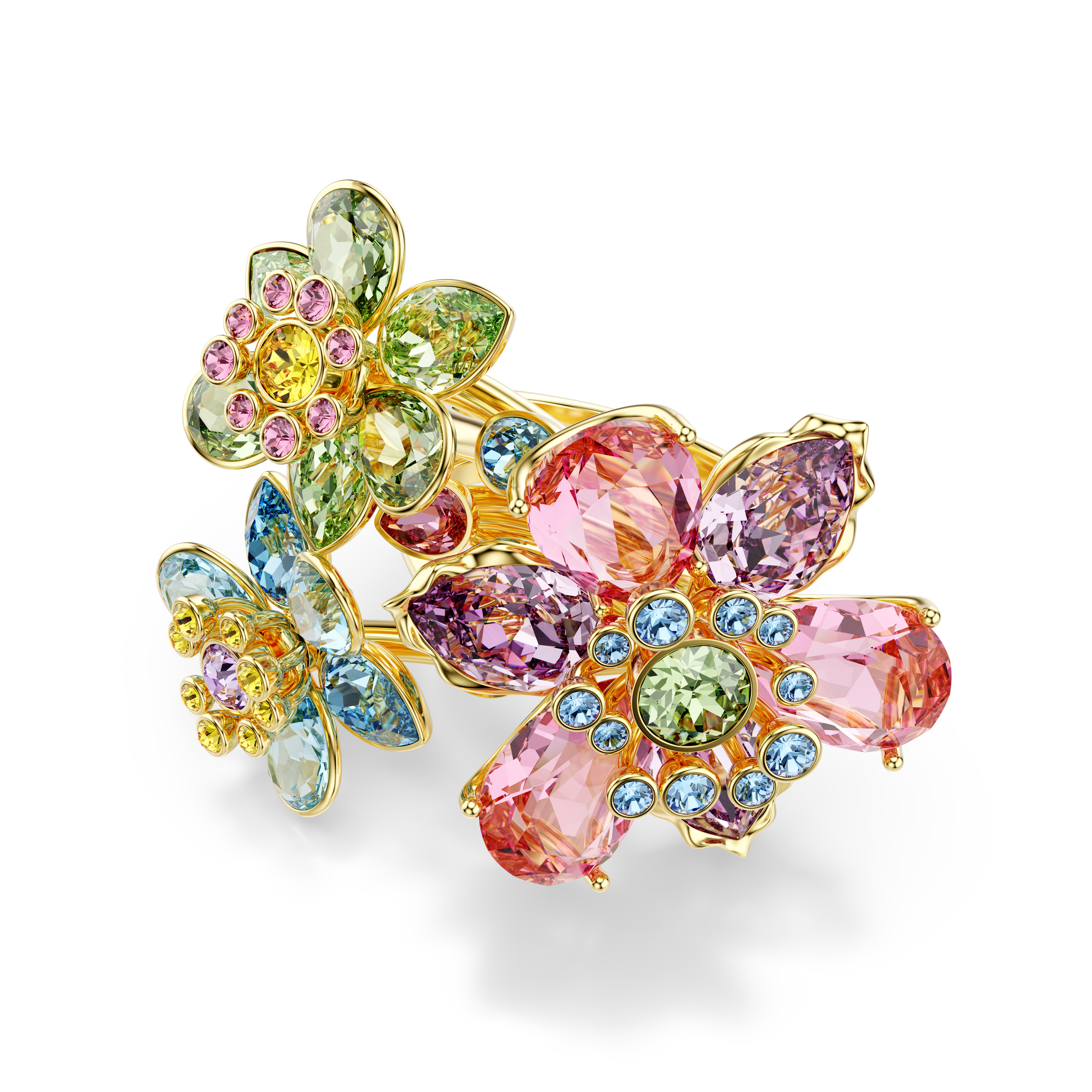 Swarovski Idyllia ring, Mixed cuts, Flower, Multicolored, Gold-tone plated 5709027