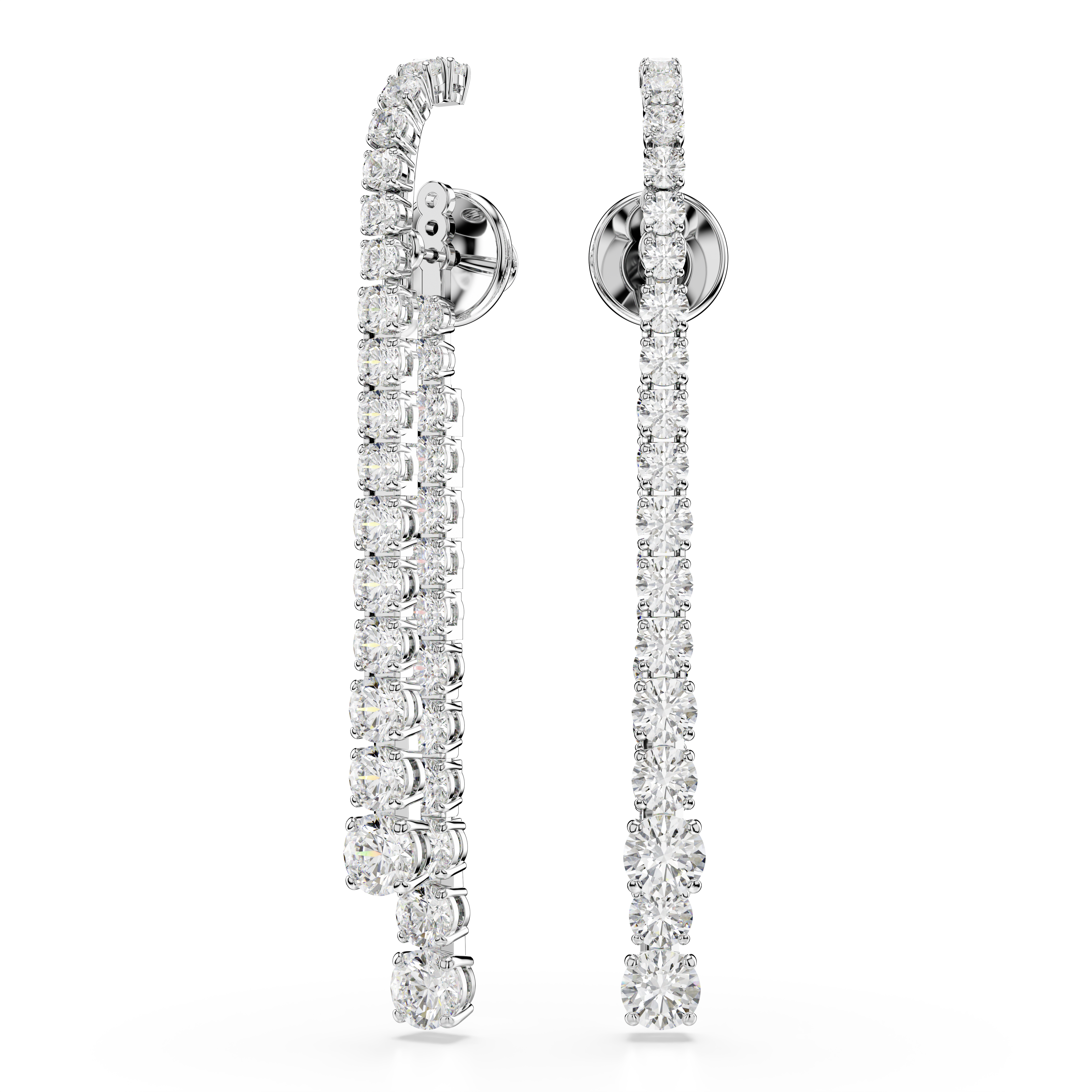 Swarovski Matrix drop earrings, Gradient of round cuts, White, Rhodium plated 5709257