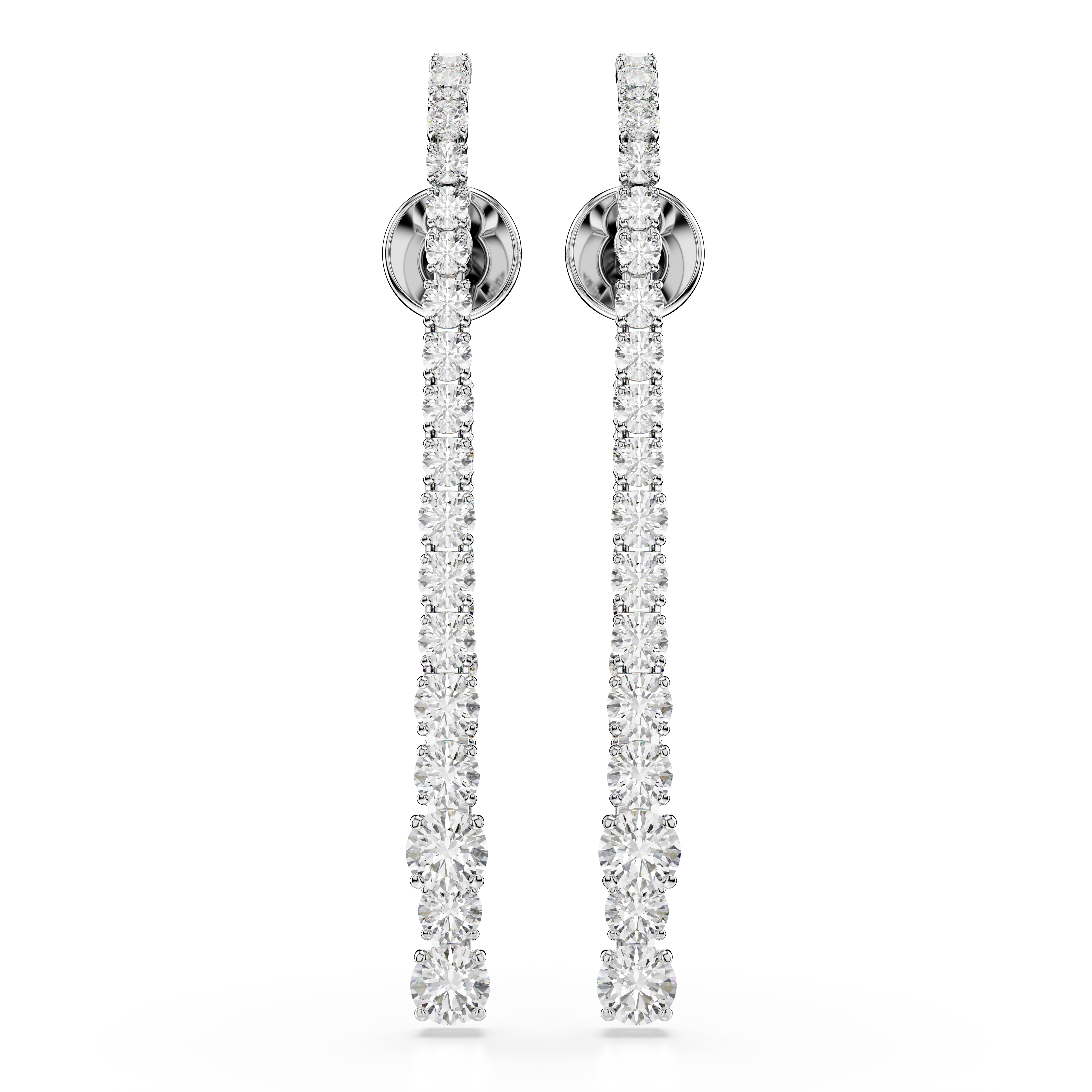 Swarovski Matrix drop earrings, Gradient of round cuts, White, Rhodium plated 5709257