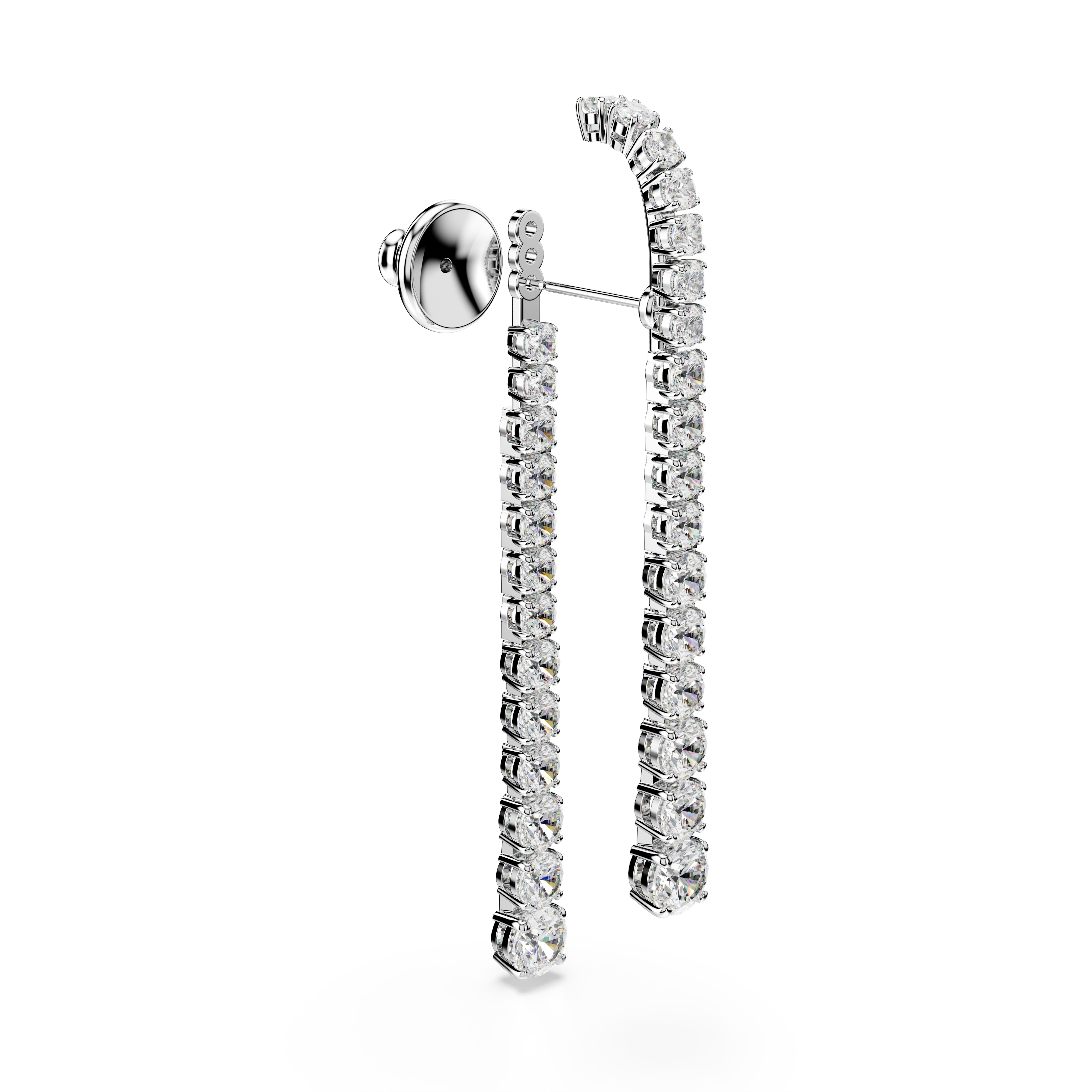 Swarovski Matrix drop earrings, Gradient of round cuts, White, Rhodium plated 5709257