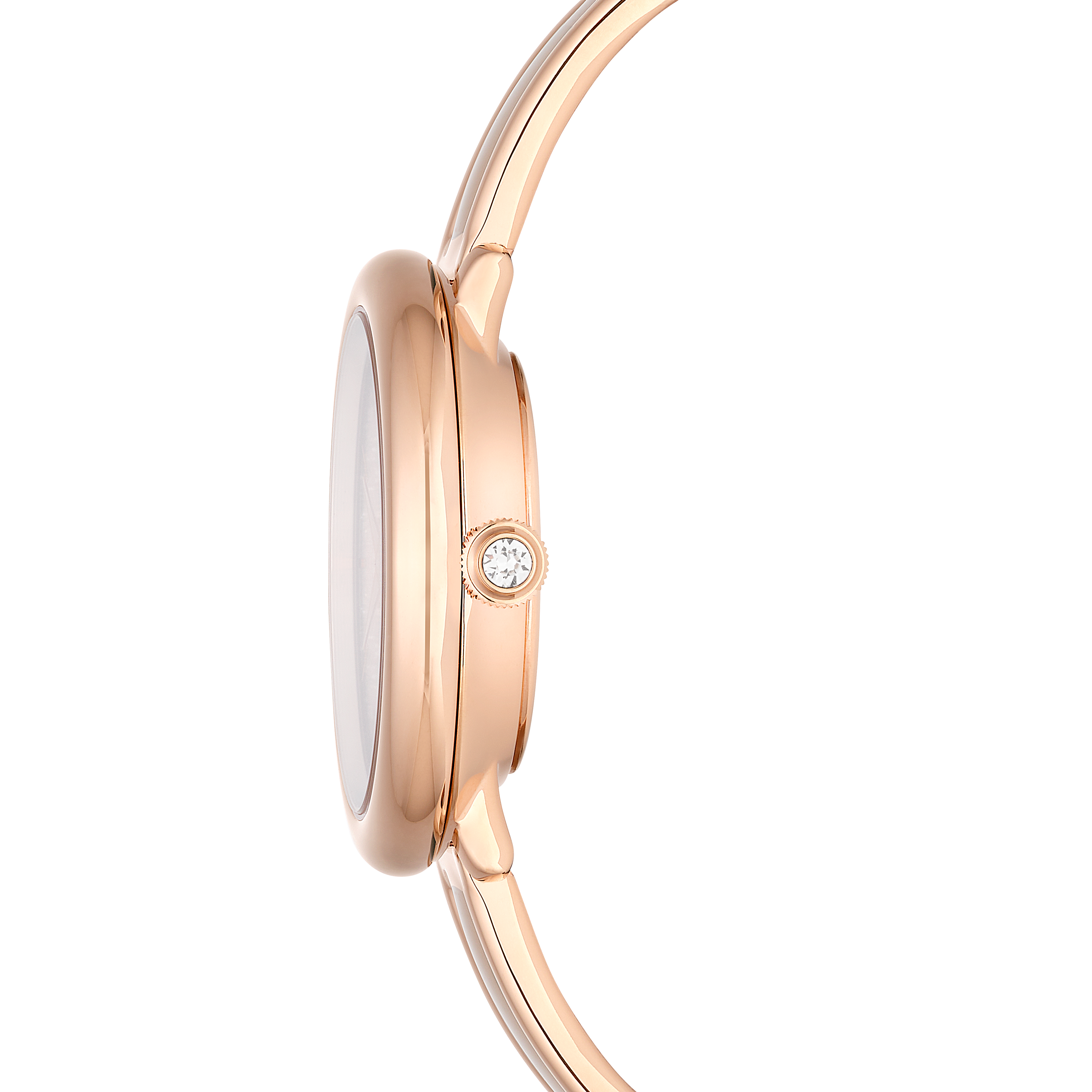 Swarovski Crystalline bangle watch, Swiss Made, Metal bracelet, Beige, Rose gold-tone finish 5709814