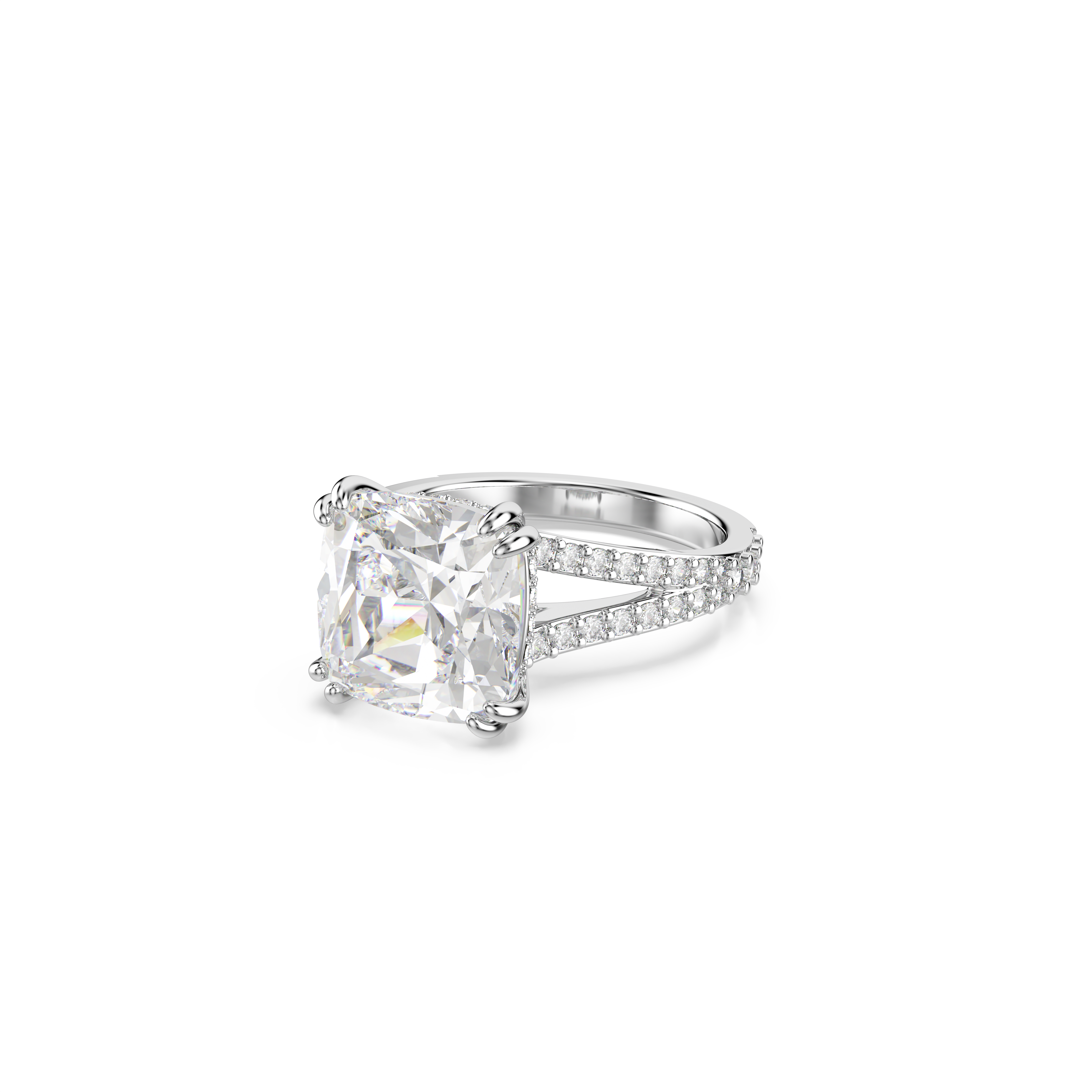 Swarovski Stilla cocktail ring, Square cut, Pavé, White, Rhodium plated 5709902