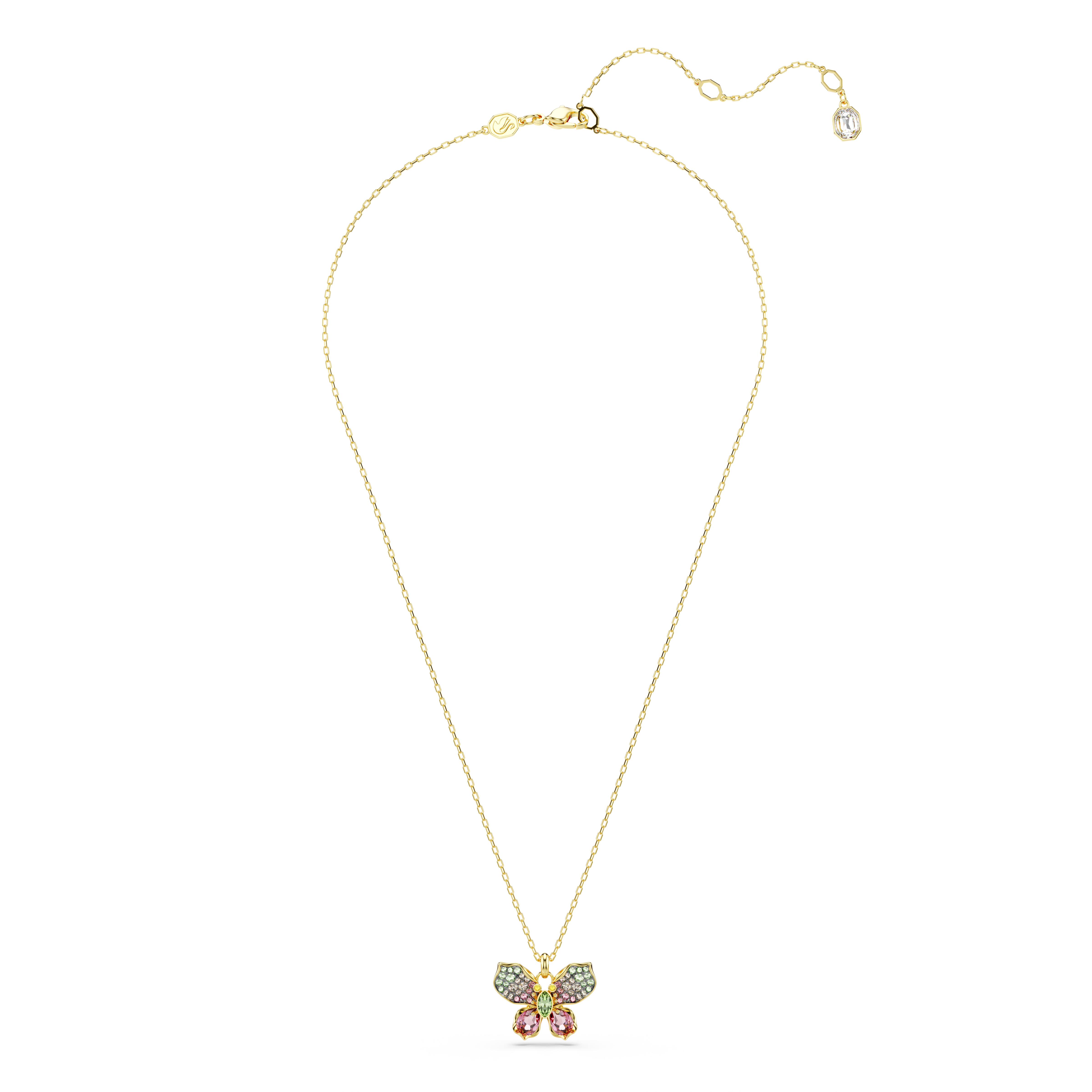 Swarovski Idyllia pendant, Mixed cuts, Pavé, Butterfly, Multicolored, Gold-tone plated 5709950