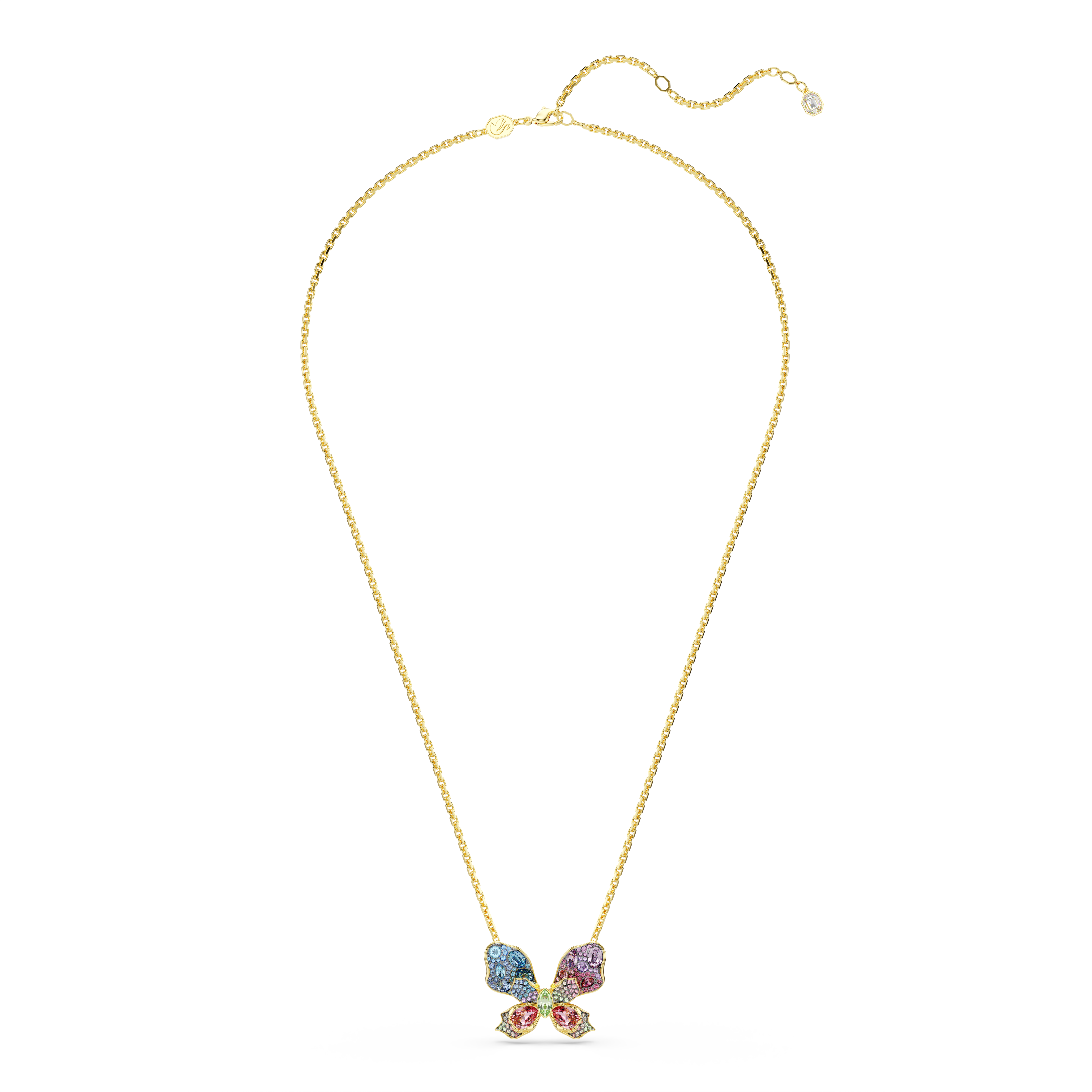 Swarovski Idyllia pendant and brooch, Mixed cuts, Pavé, Butterfly, Multicolored, Gold-tone plated 5709951