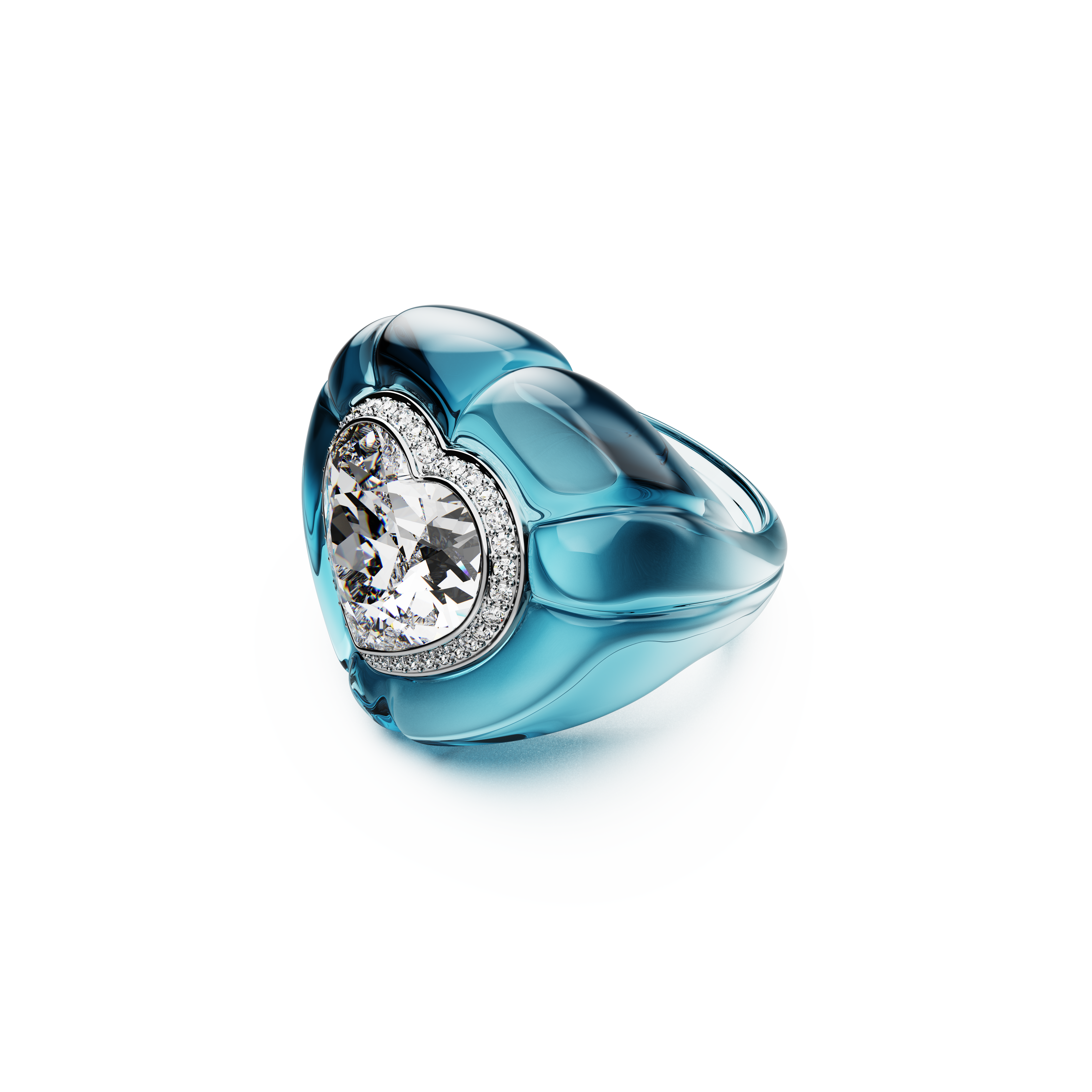 Swarovski Dulcis cocktail ring, Heart cut, Pavé, Heart, Blue 5709965