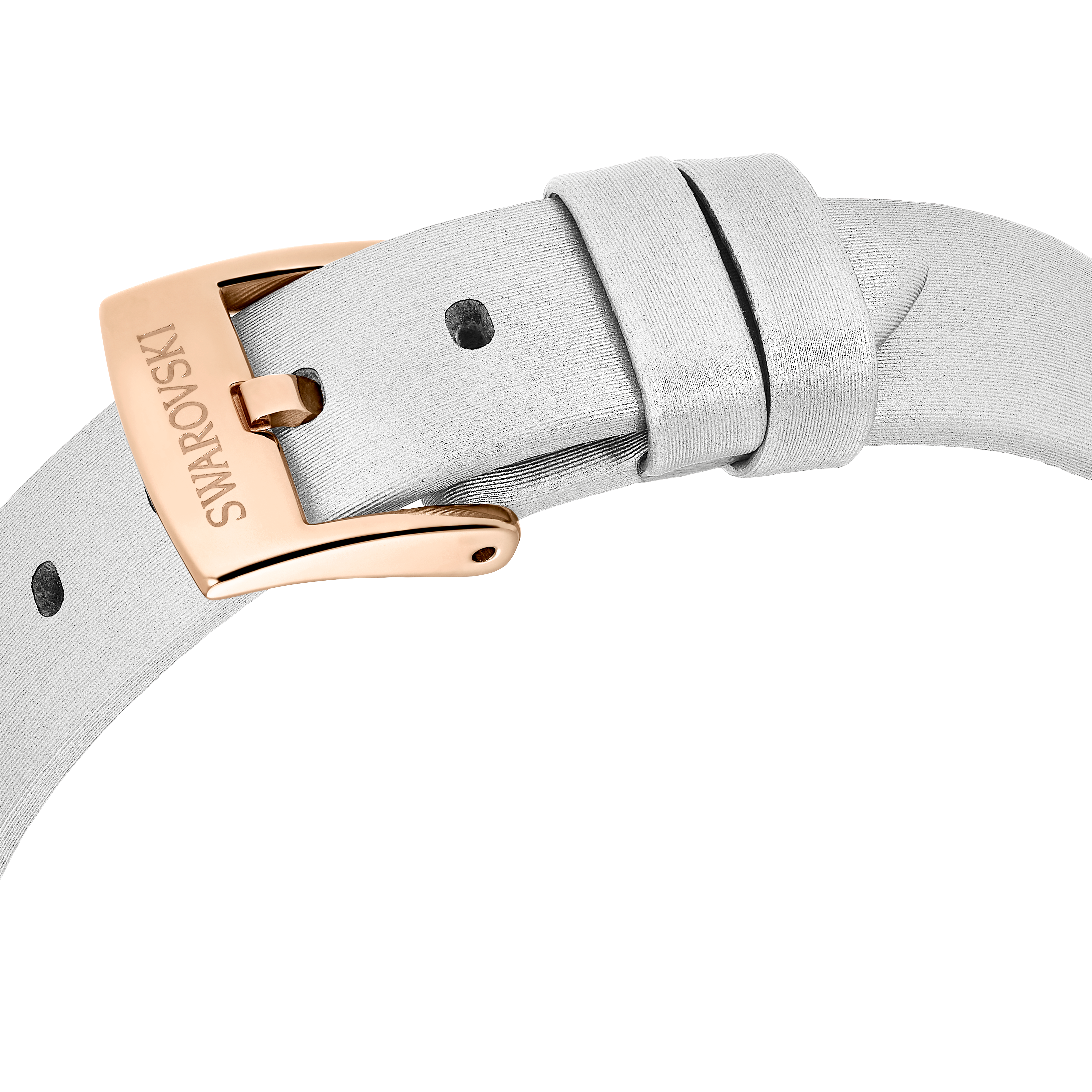 Swarovski Matrix tennis watch, Swiss Made, Leather strap, Gray, Rose gold-tone finish 5710105