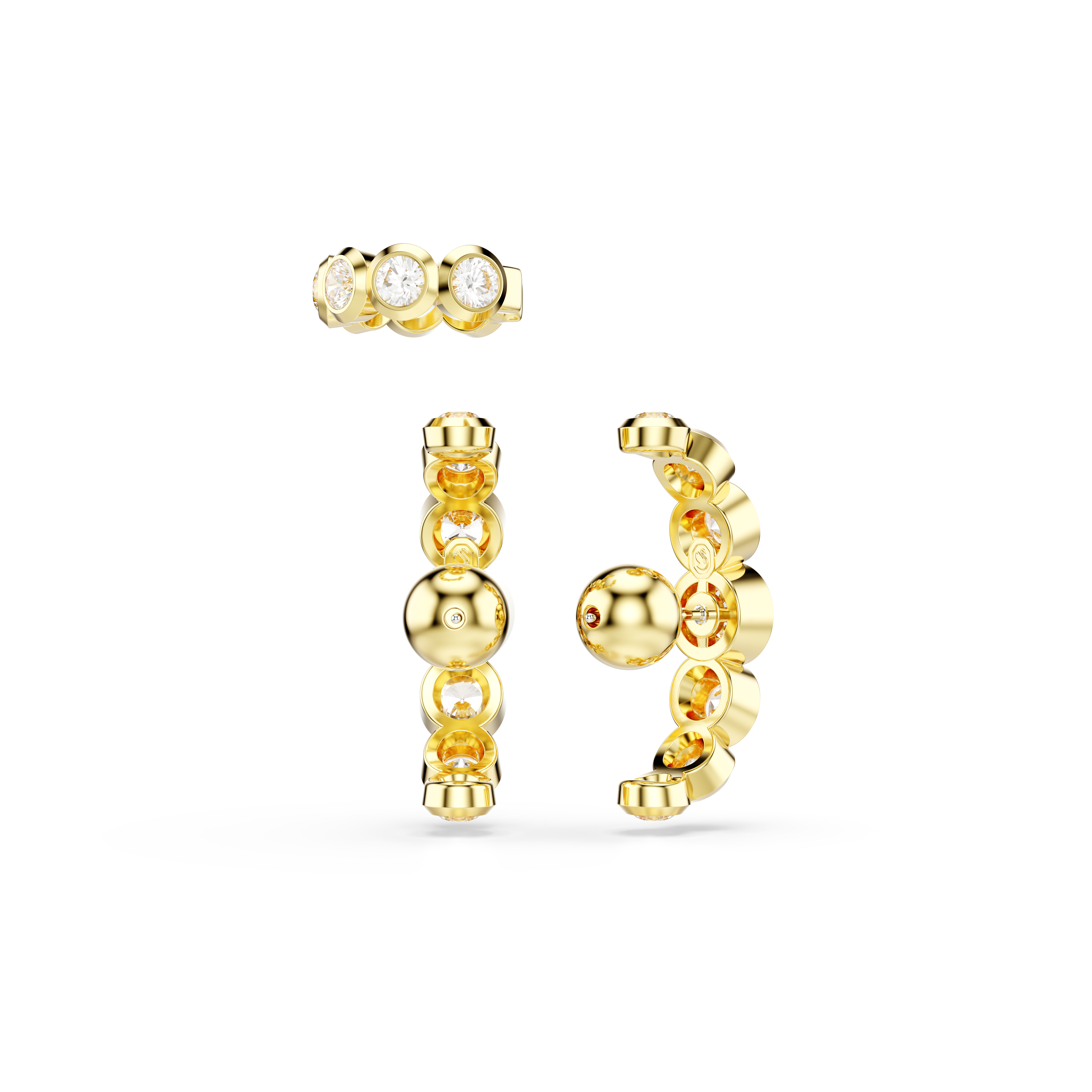 Swarovski Imber ear cuff, Set (3), Round cut, White, Gold-tone plated 5711482