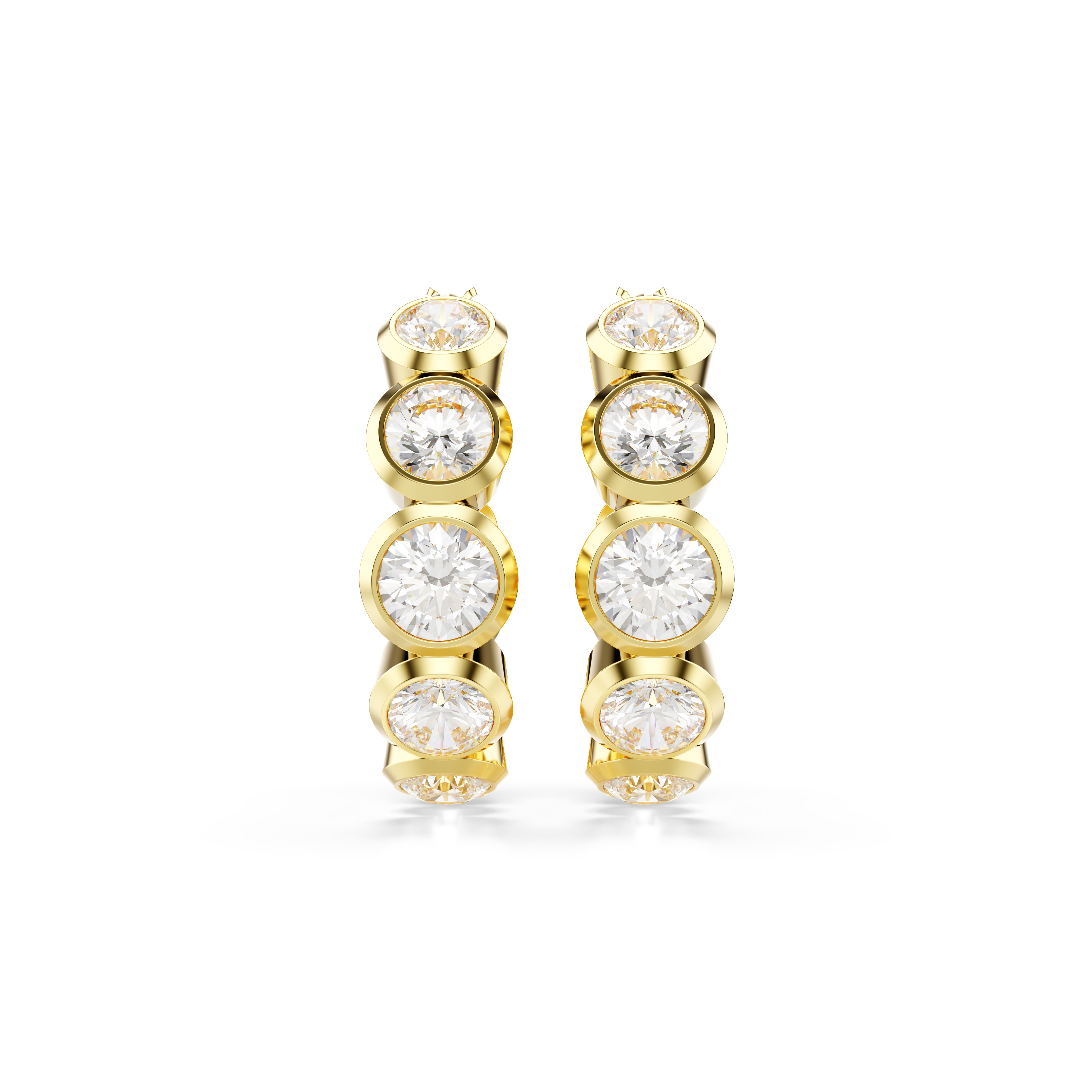 Swarovski Imber hoop earrings, Round cut, White, Gold-tone plated 5711483