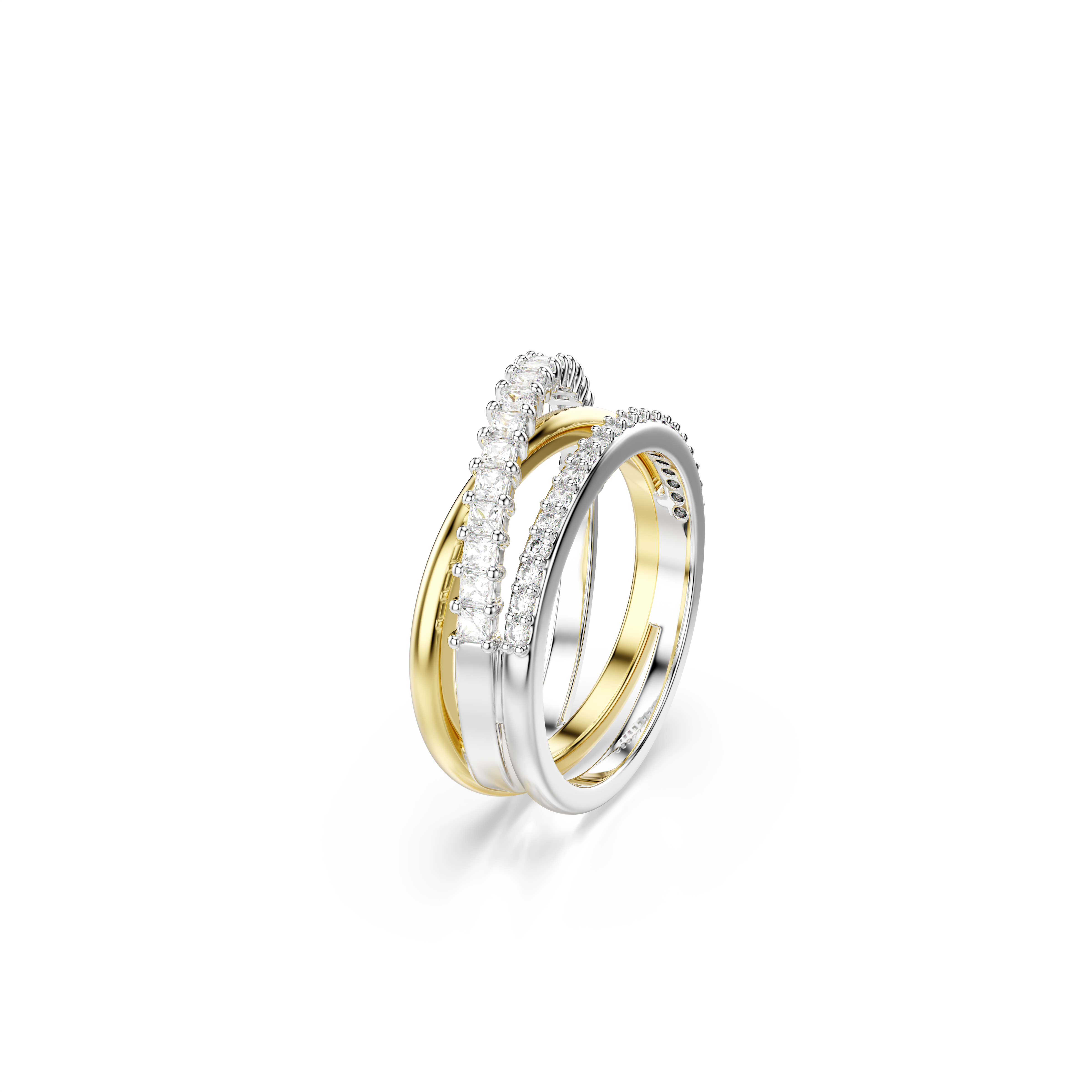 Swarovski Hyperbola ring, Mixed cuts, White, Mixed metal finish 5714164