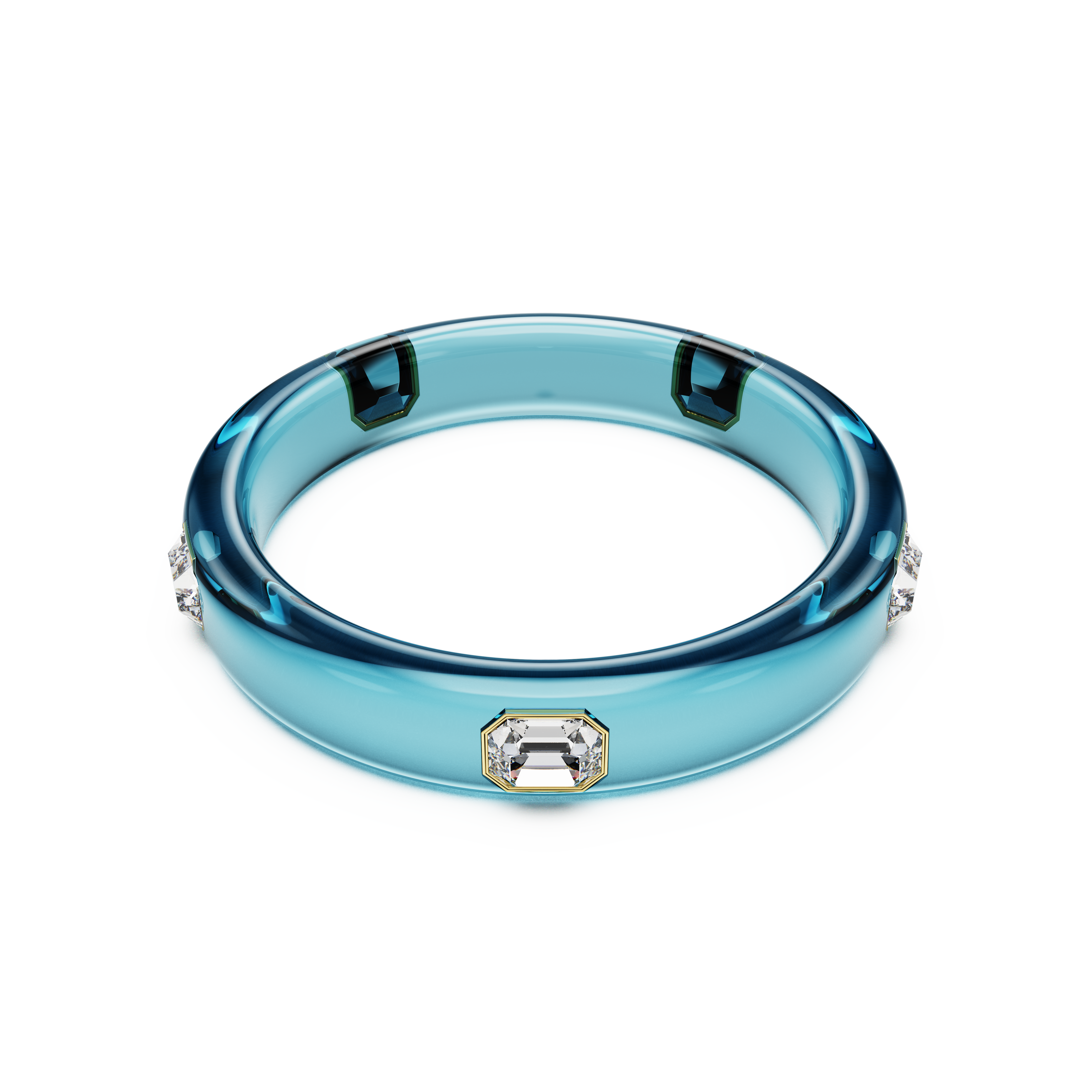 Swarovski Dulcis bangle, Octagon cut, Blue, Gold-tone plated 5714390