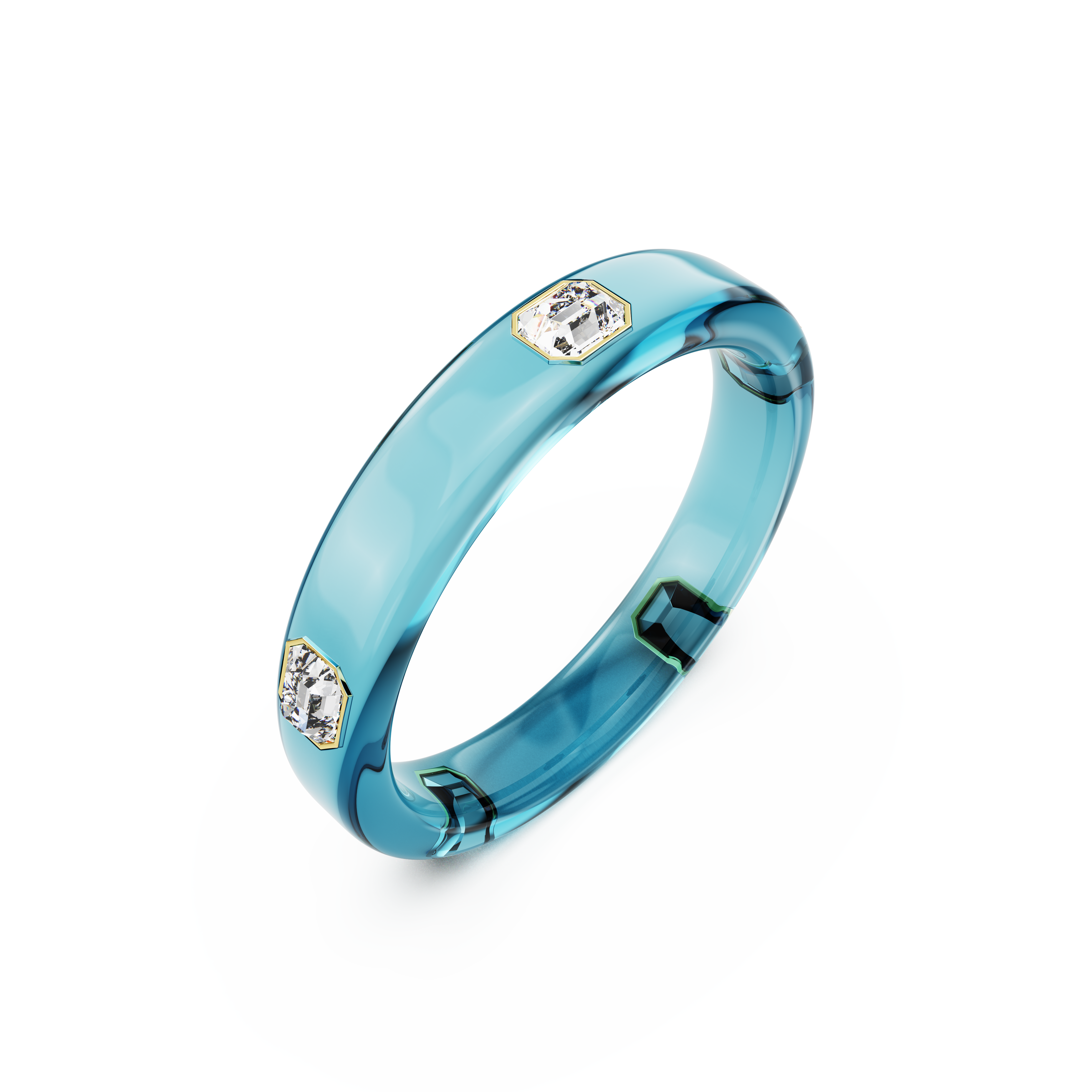 Swarovski Dulcis bangle, Octagon cut, Blue, Gold-tone plated 5714391