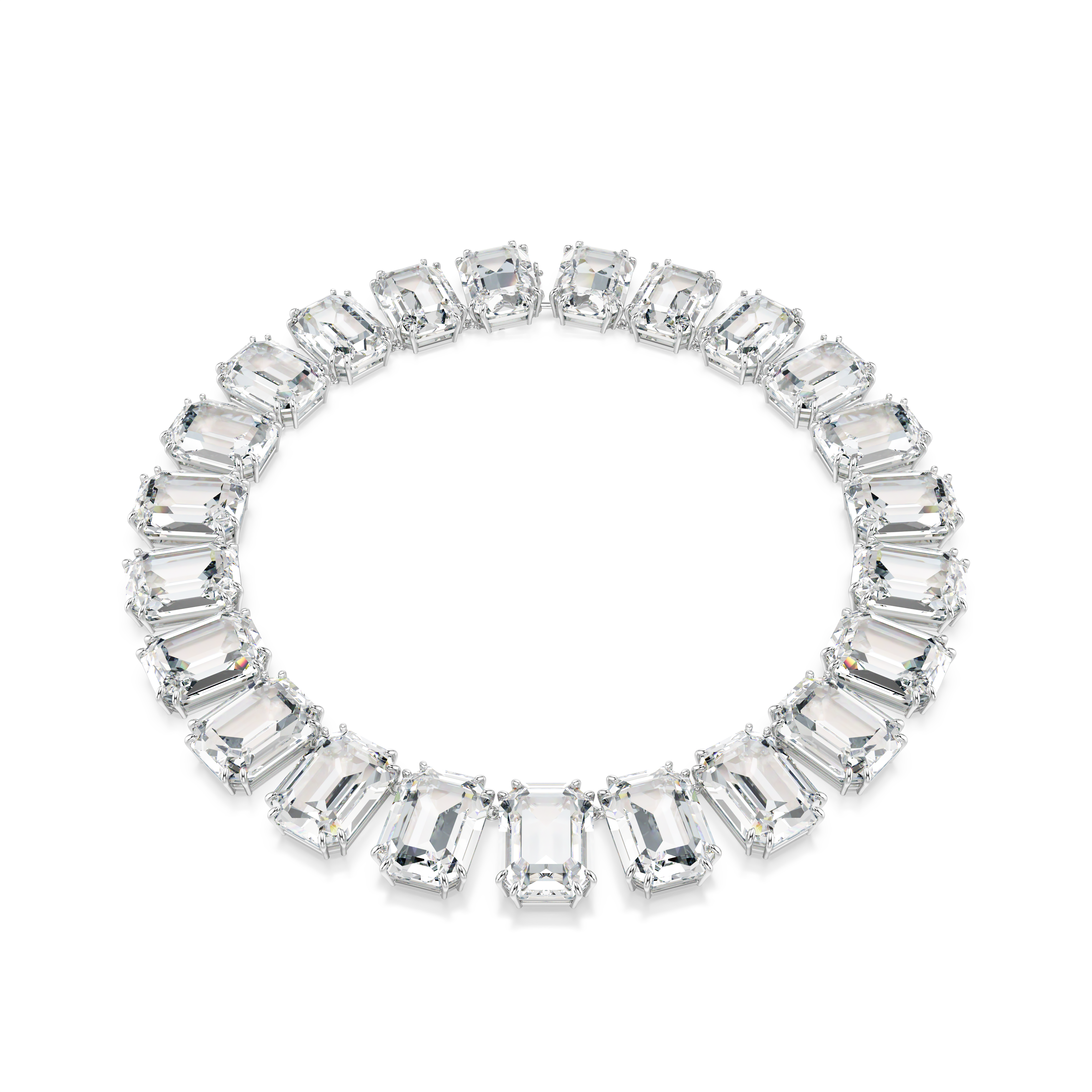 Swarovski Millenia necklace, Oversized crystals, Octagon cut, White, Rhodium plated 5714395