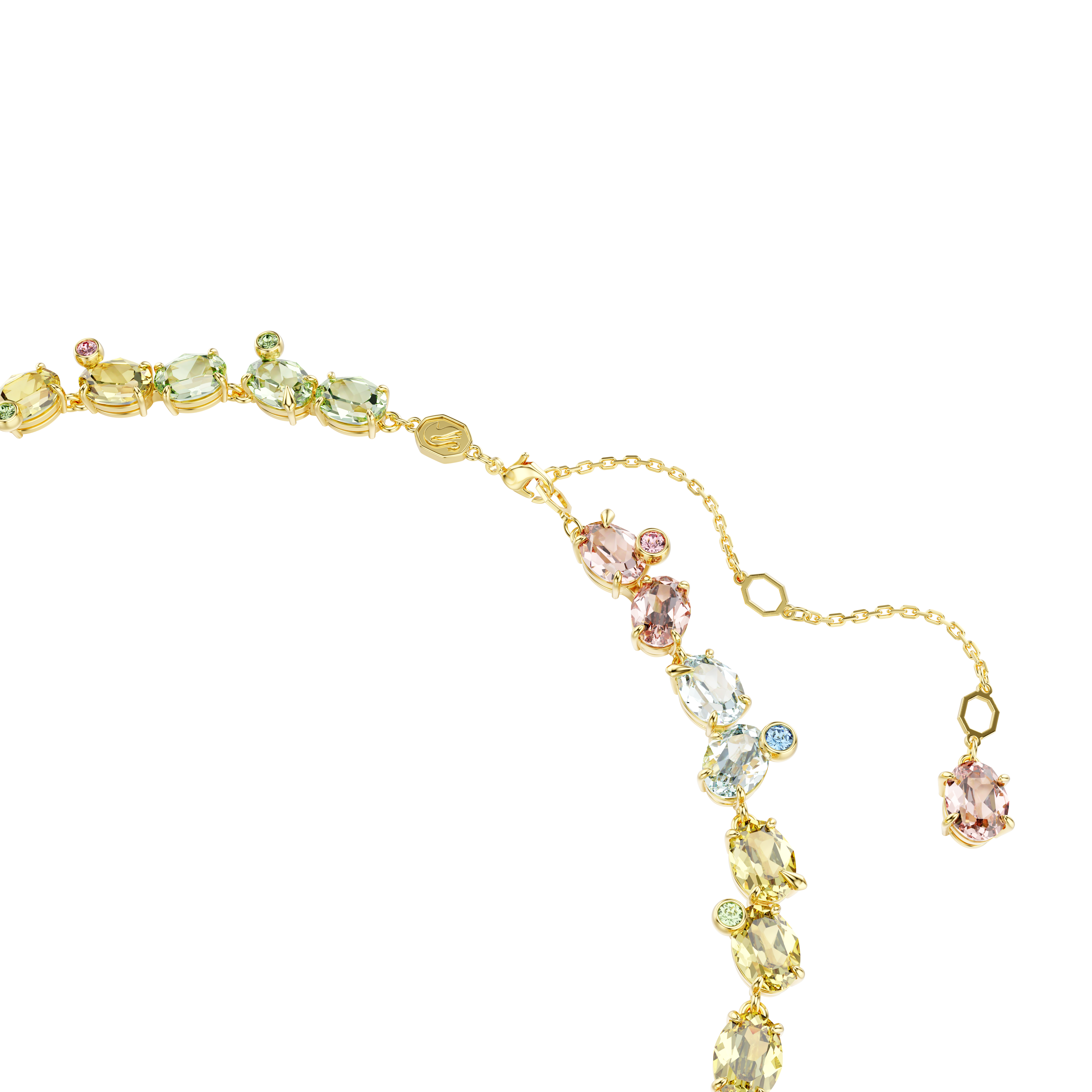 Swarovski Gema Tennis necklace, Mixed cuts, Multicolored, Gold-tone plated 5714836