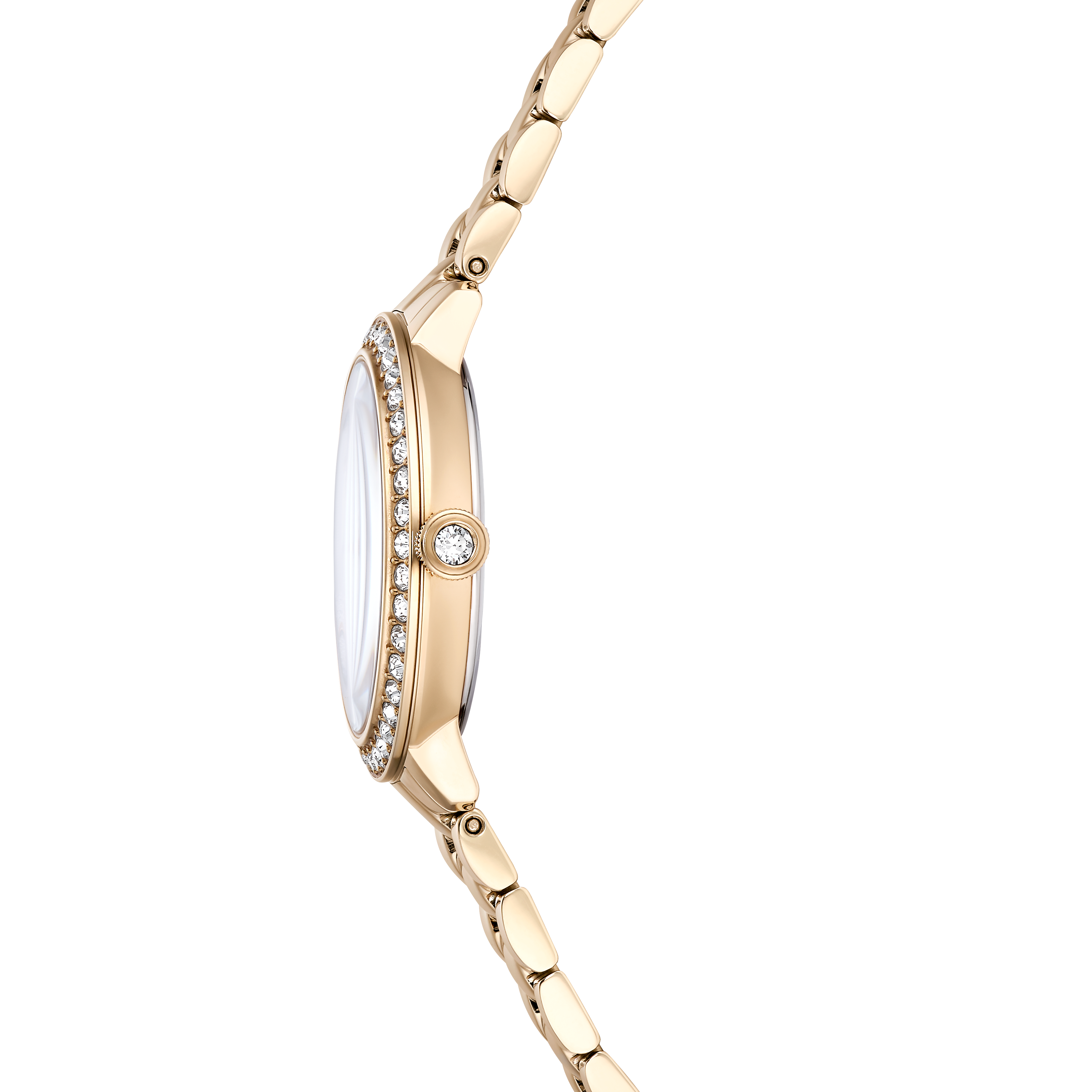 Swarovski Matrix 3-link watch, Swiss Made, Metal bracelet, Gold tone, Champagne gold-tone finish 5715026