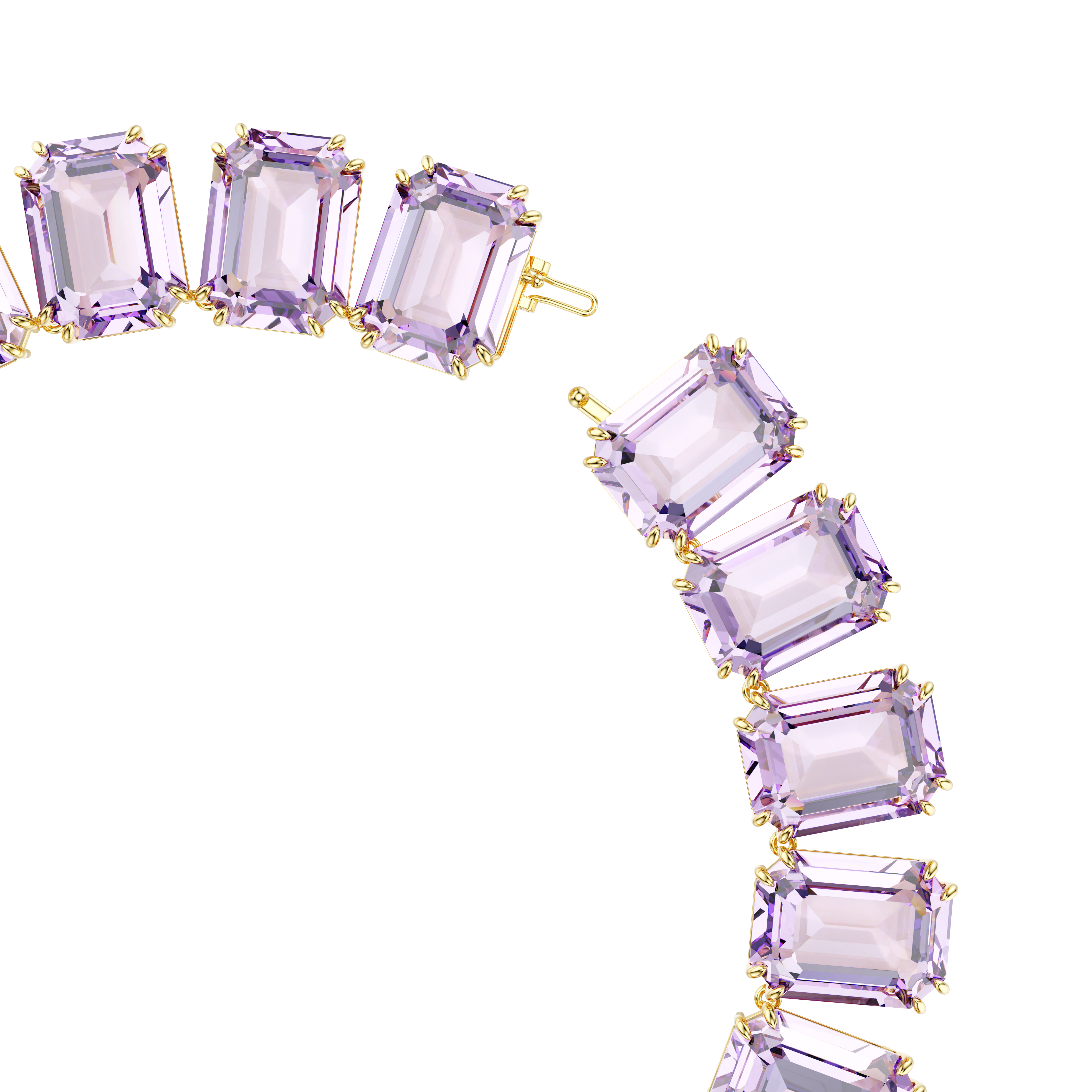 Swarovski Millenia necklace, Oversized crystals, Octagon cut, Purple, Gold-tone plated 5715330