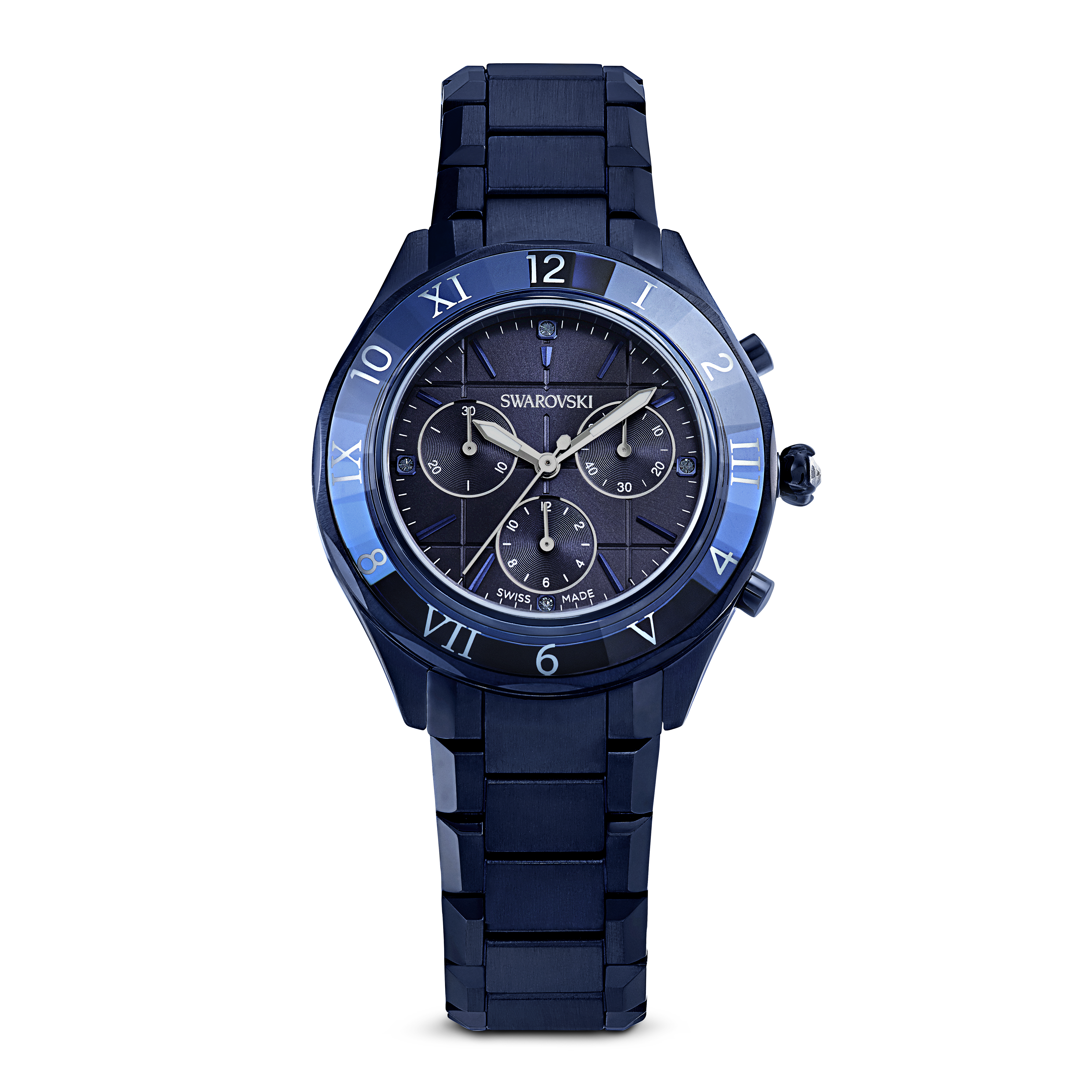 Swarovski Dextera chrono watch, 39mm, Swiss Made, Metal bracelet, Blue, Blue finish 5715457