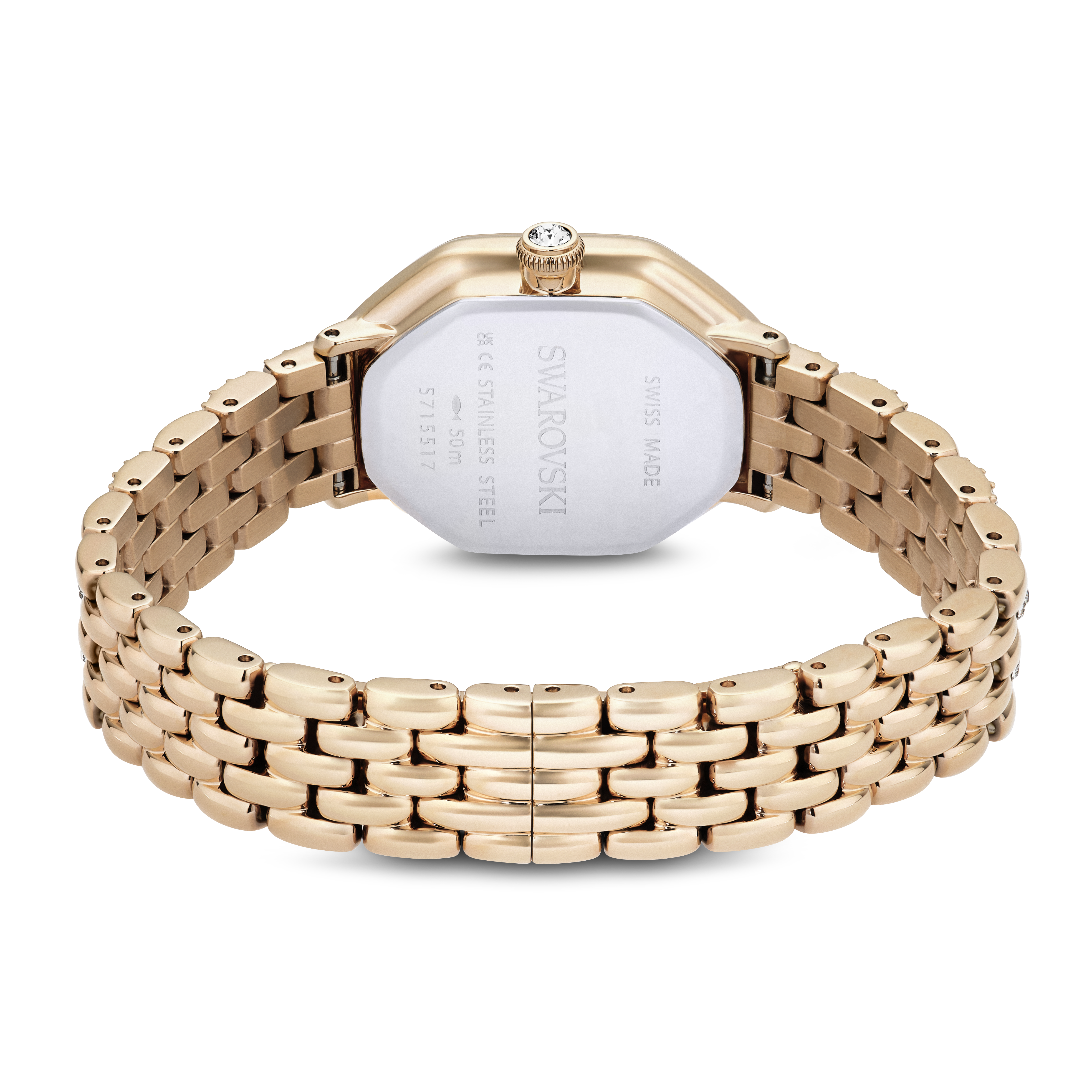 Swarovski Dextera octagon watch, Swiss Made, Metal bracelet, Gold tone, Rose gold-tone finish 5715517