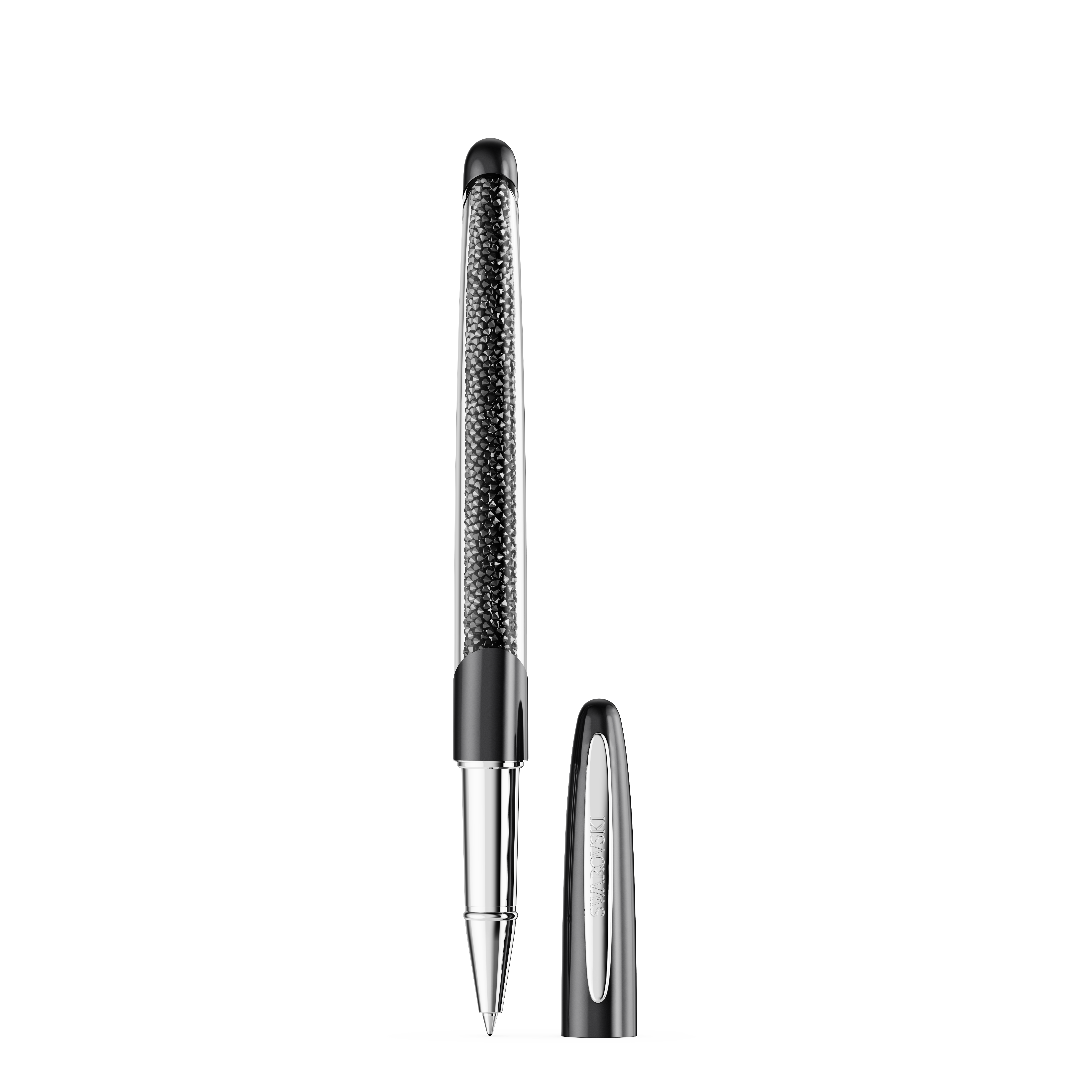 Swarovski Crystalline rollerball pen, Black, Chrome plated 5717137