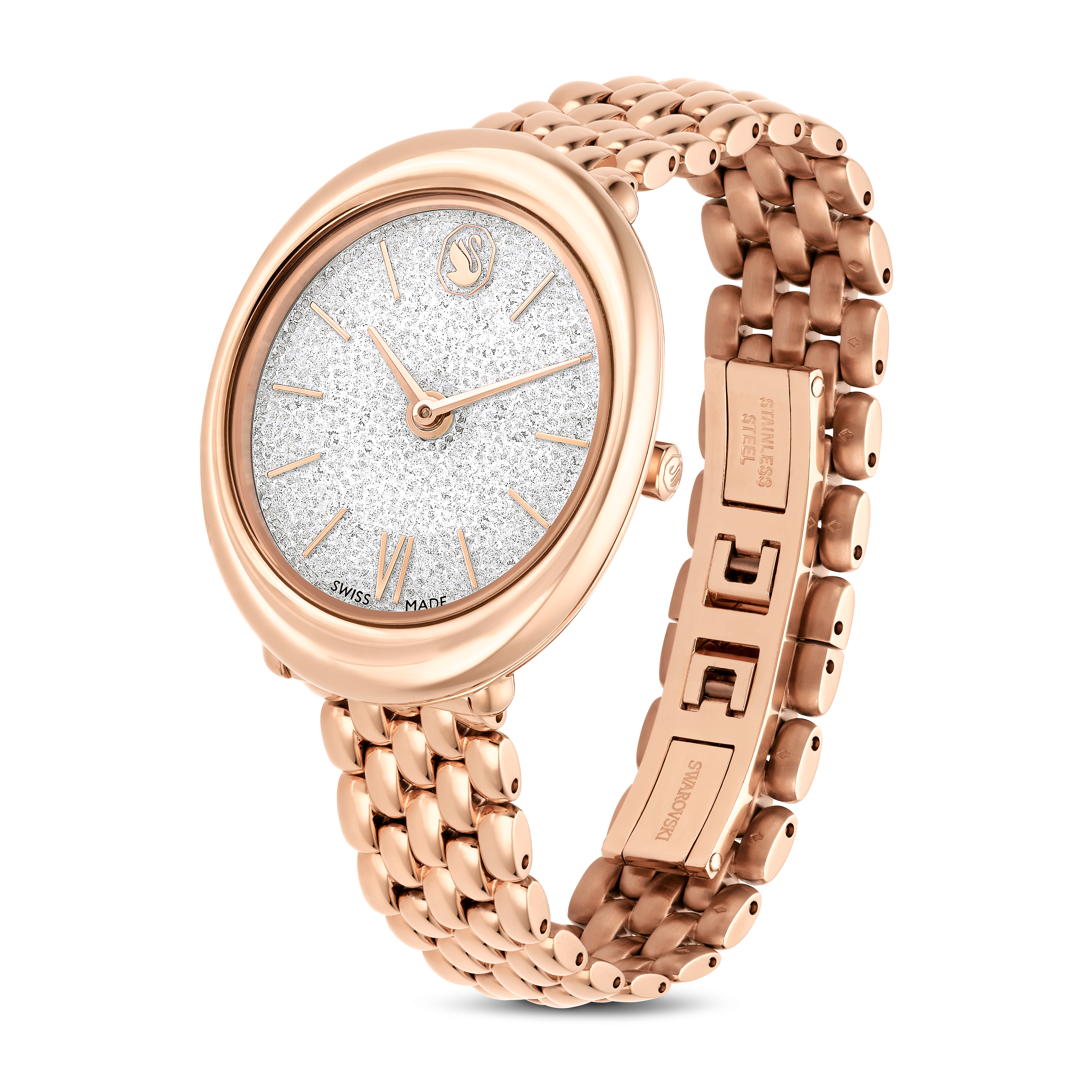 Swarovski Imber oval watch, Swiss Made, Metal bracelet, Gold tone, Rose gold-tone finish 5717532