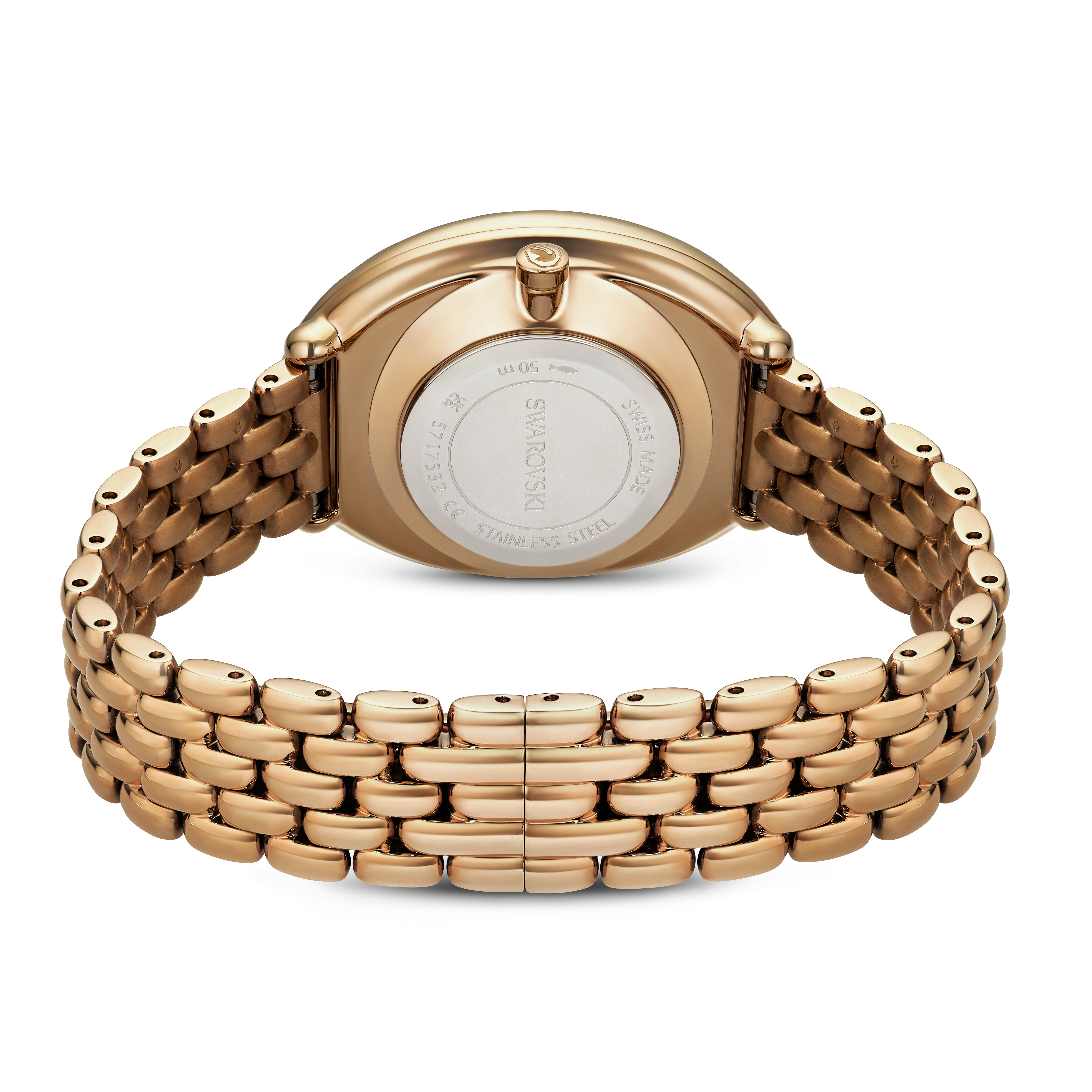 Swarovski Imber oval watch, Swiss Made, Metal bracelet, Gold tone, Rose gold-tone finish 5717532