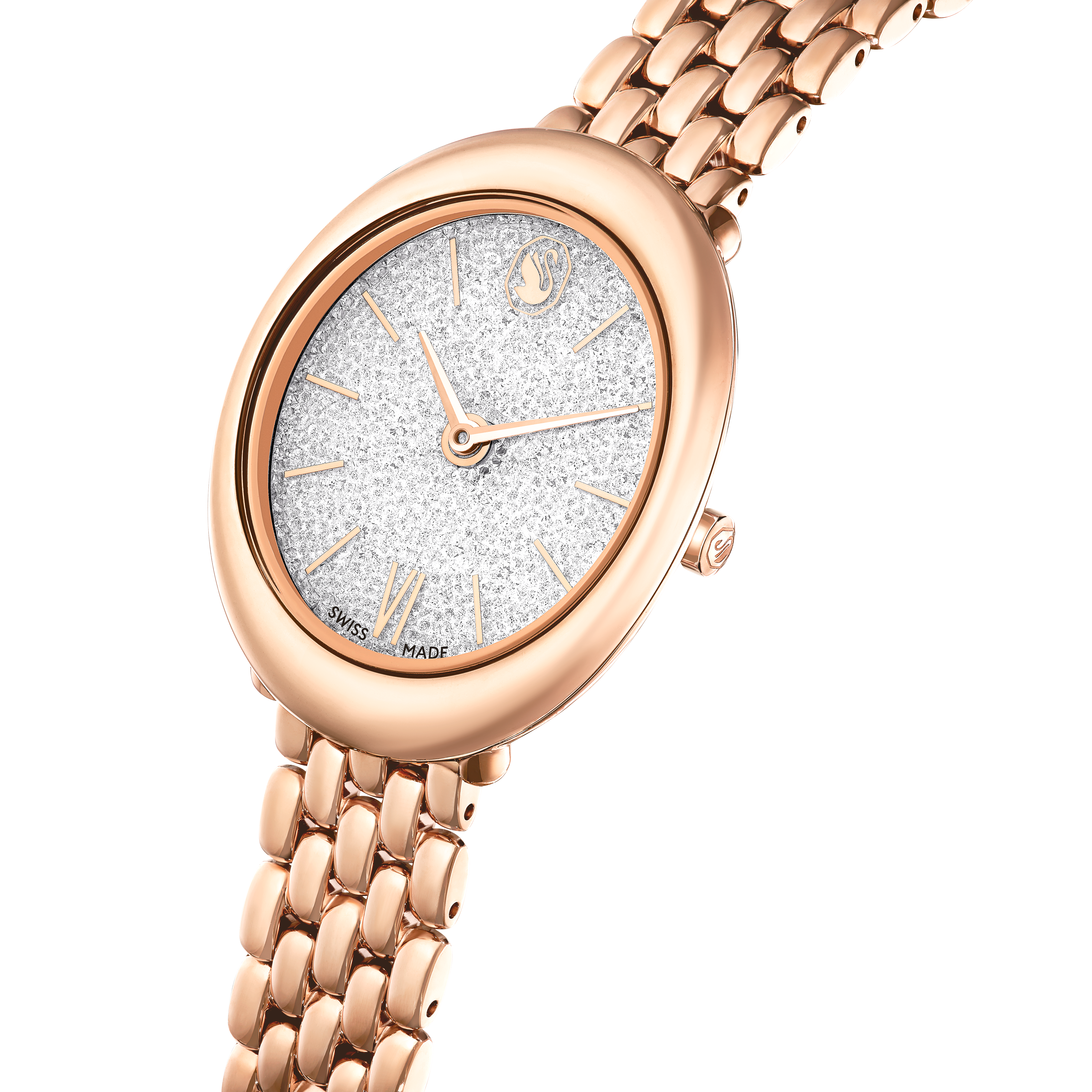 Swarovski Imber oval watch, Swiss Made, Metal bracelet, Gold tone, Rose gold-tone finish 5717532