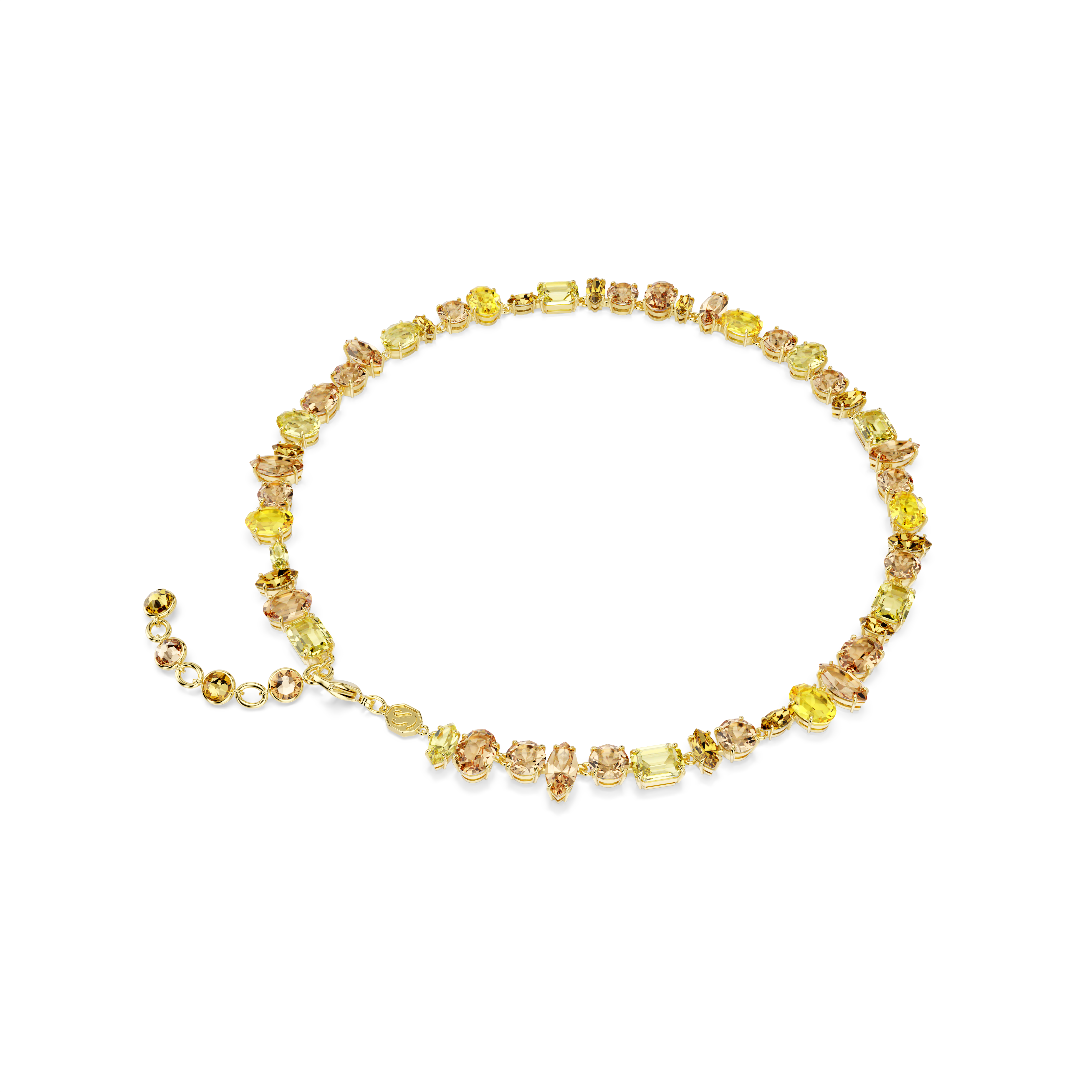Swarovski Gema necklace, Mixed cuts, Yellow, Gold-tone plated 5718071