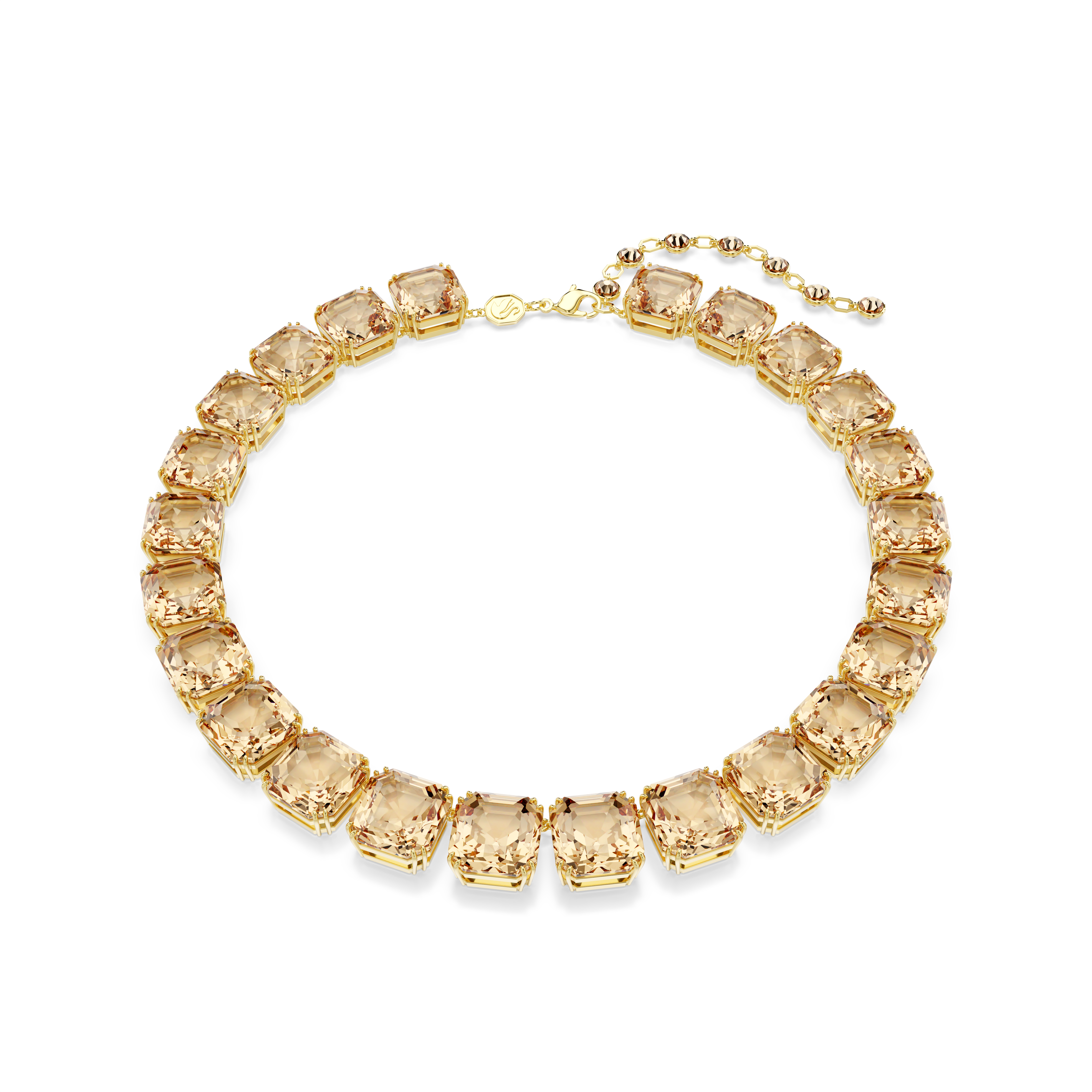 Swarovski Millenia necklace, Octagon cut, Caramel, Gold-tone plated 5718357