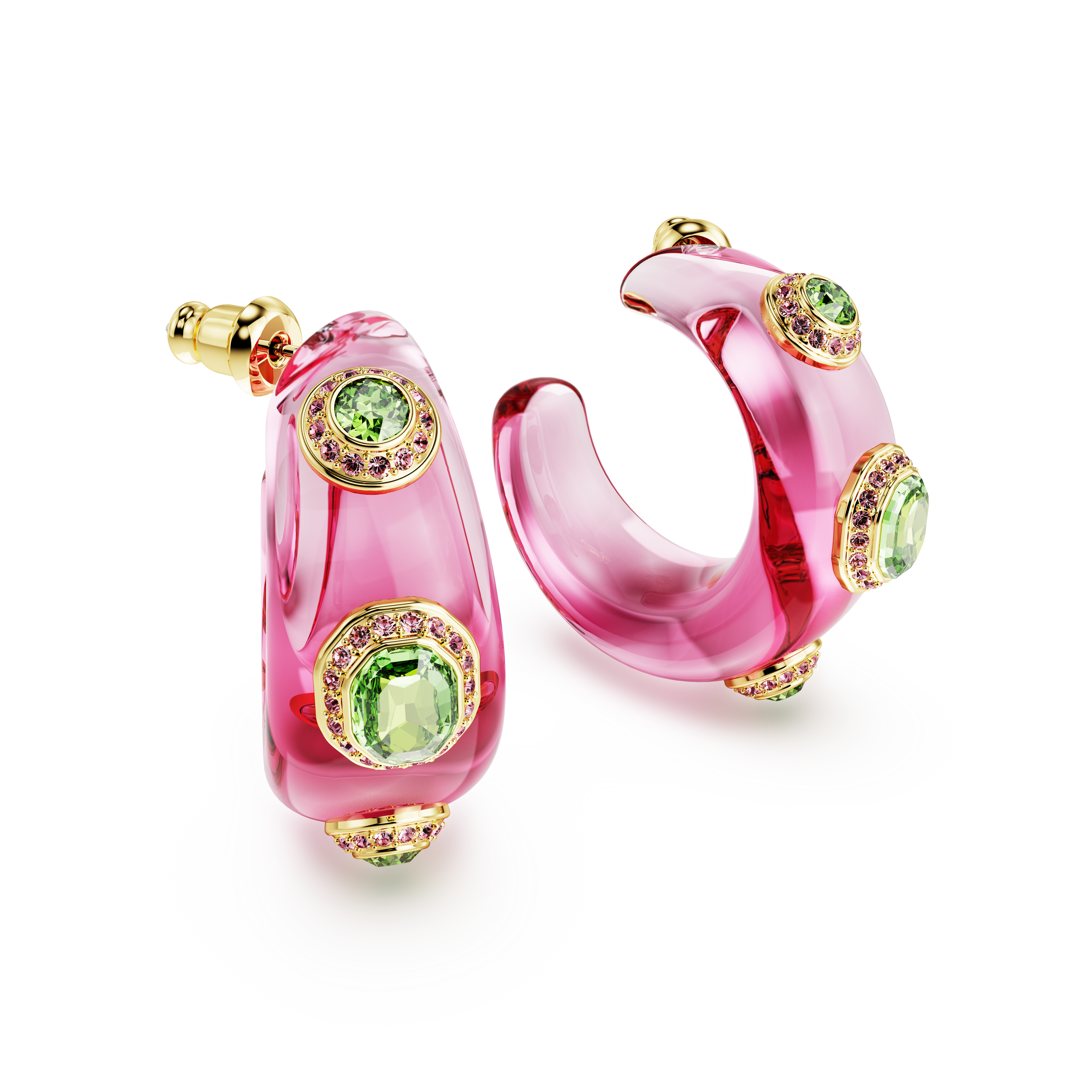 Swarovski Dulcis hoop earrings, Mixed cuts, Multicolored, Gold-tone plated 5719112