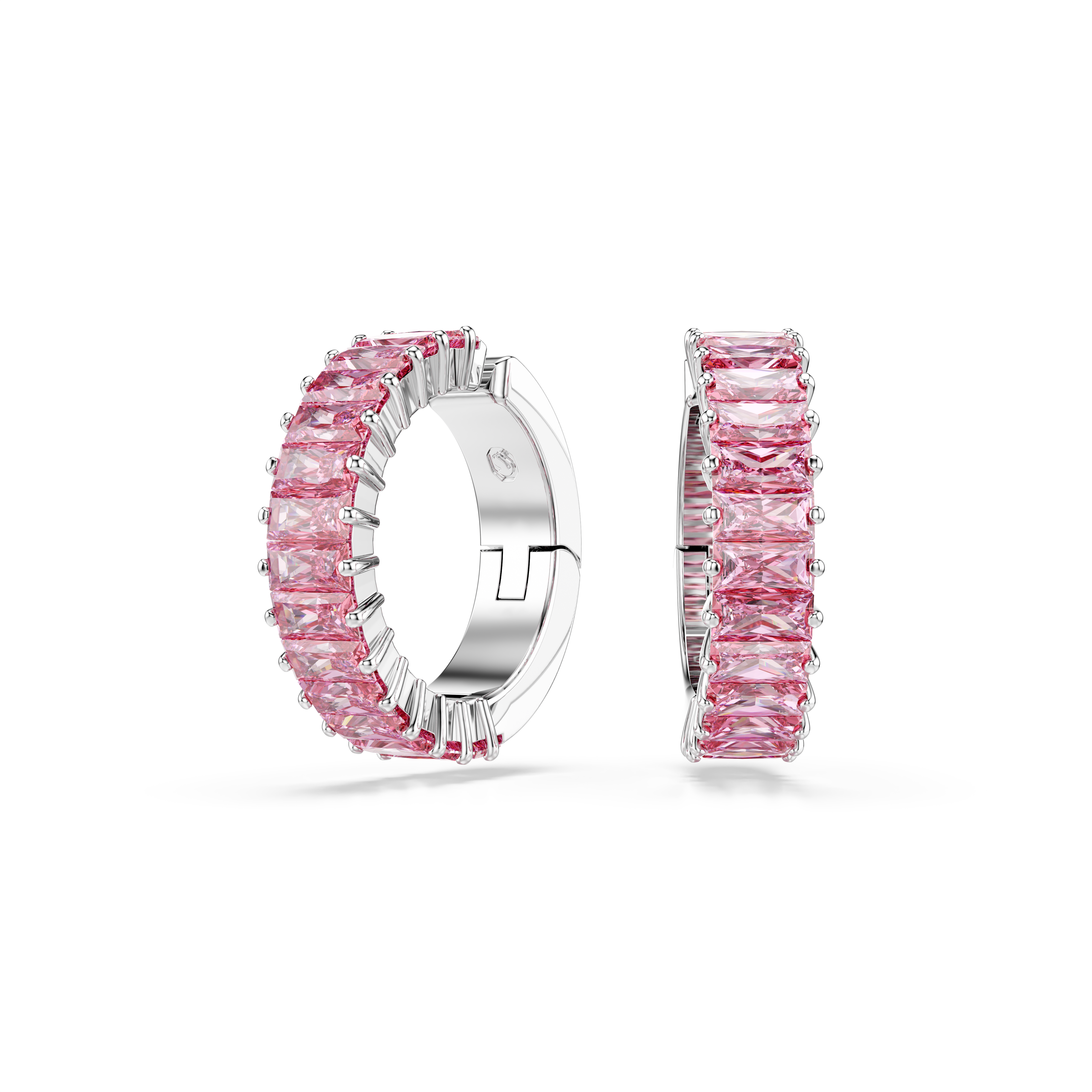 Swarovski Matrix ear cuffs, Baguette cut, Pink, Rhodium plated 5719140