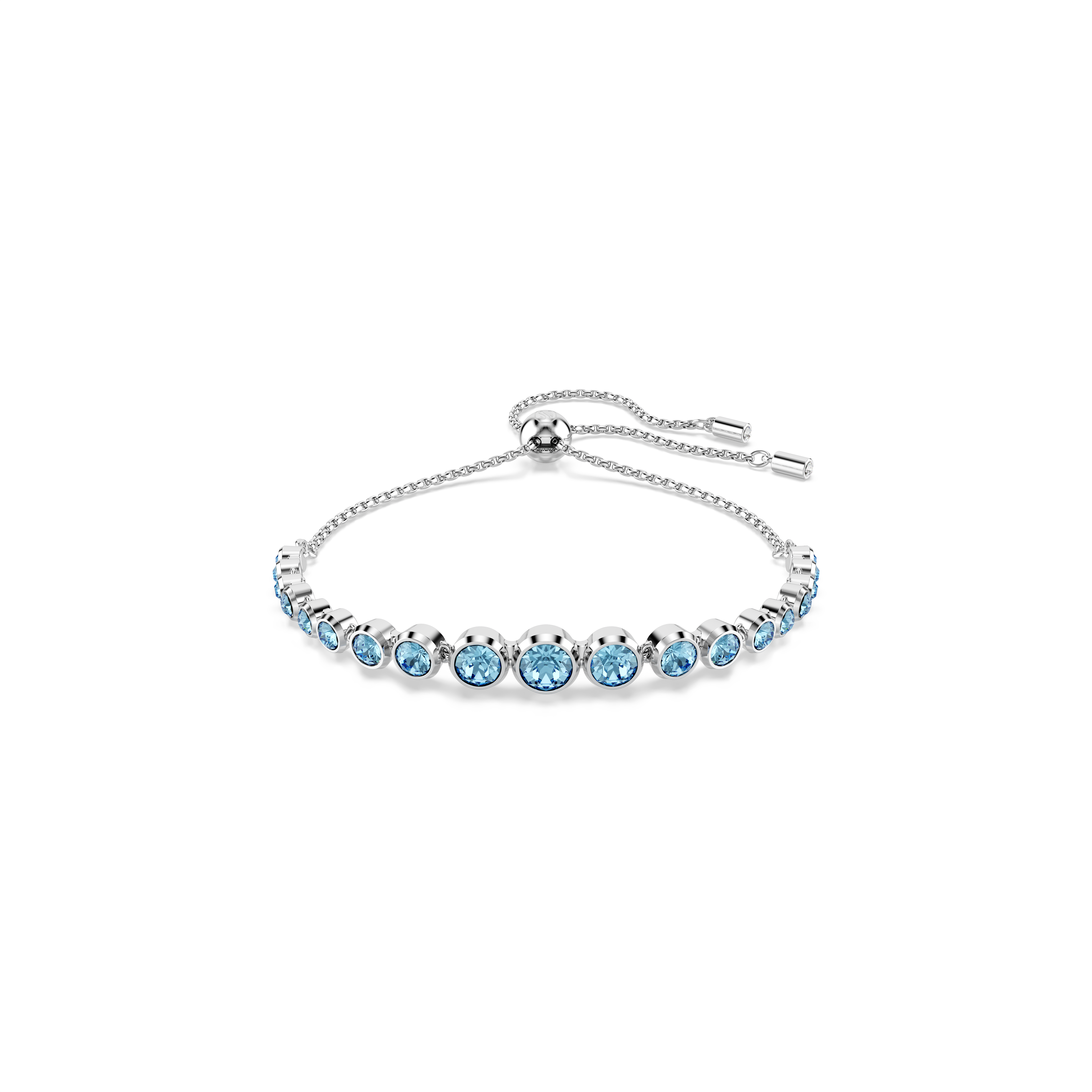 Swarovski Imber Tennis bracelet, Mixed round cuts, Blue, Rhodium plated 5719282