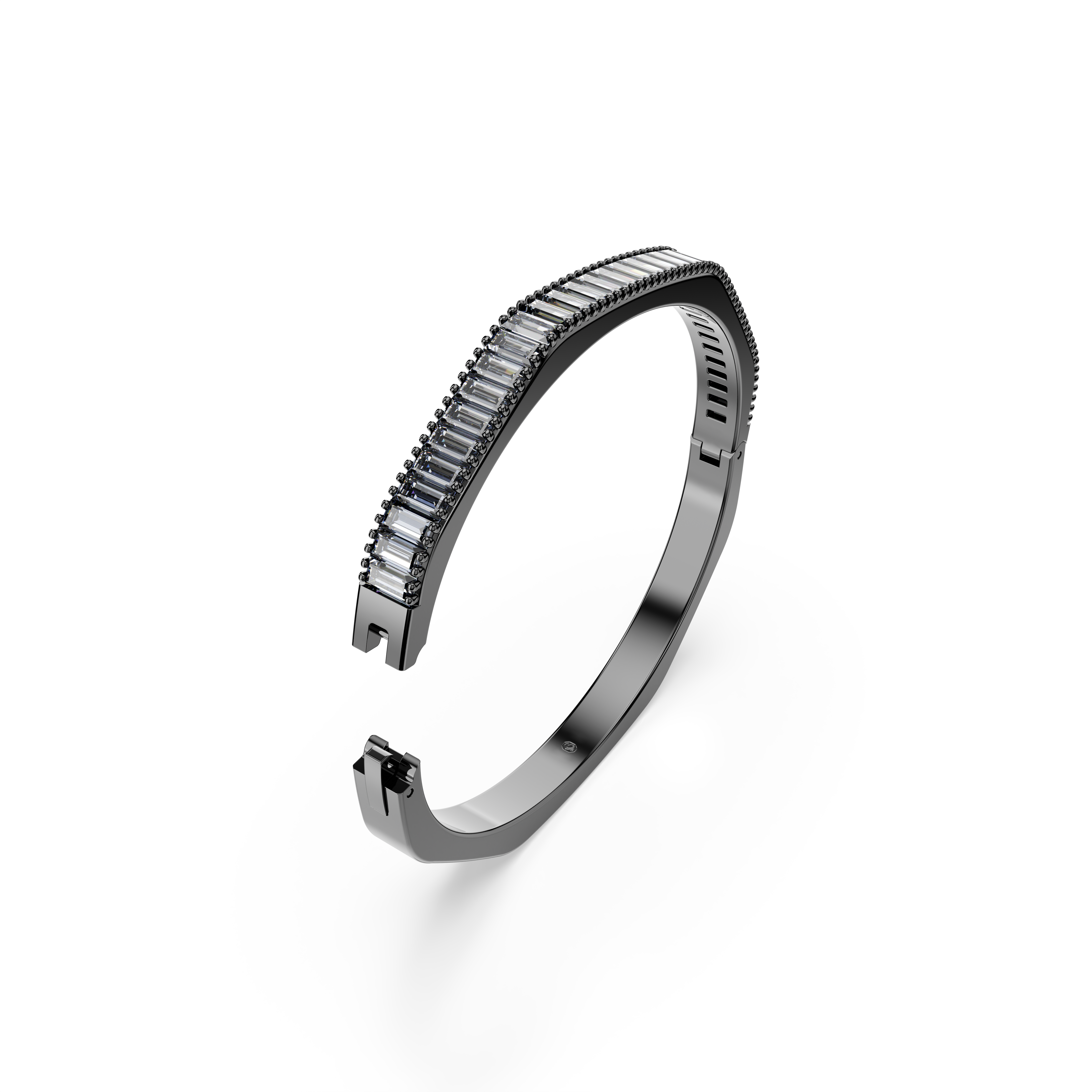 Swarovski Matrix bangle, Baguette cut, Octagon shape, Gray, Ruthenium plated 5720365