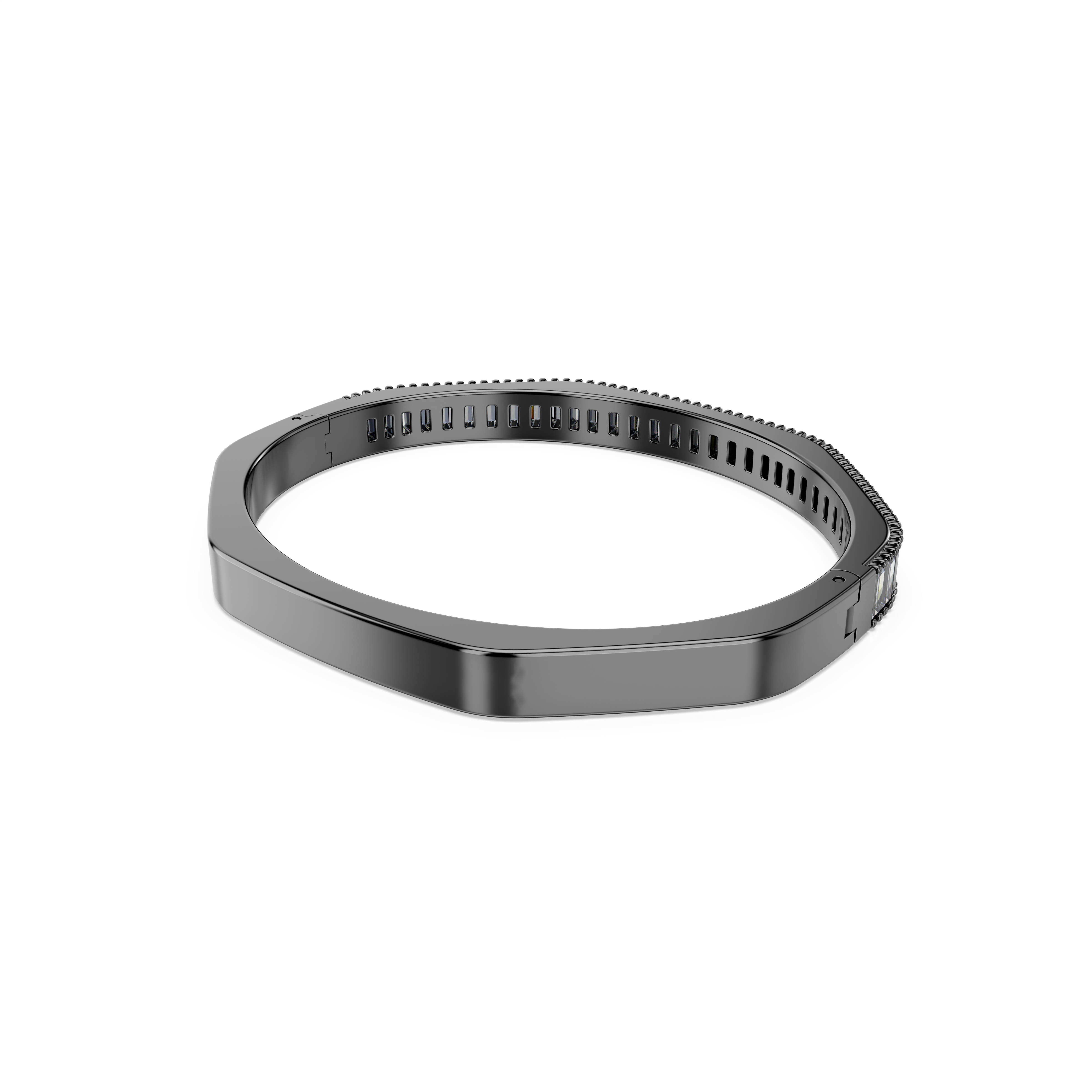 Swarovski Matrix bangle, Baguette cut, Octagon shape, Gray, Ruthenium plated 5720365