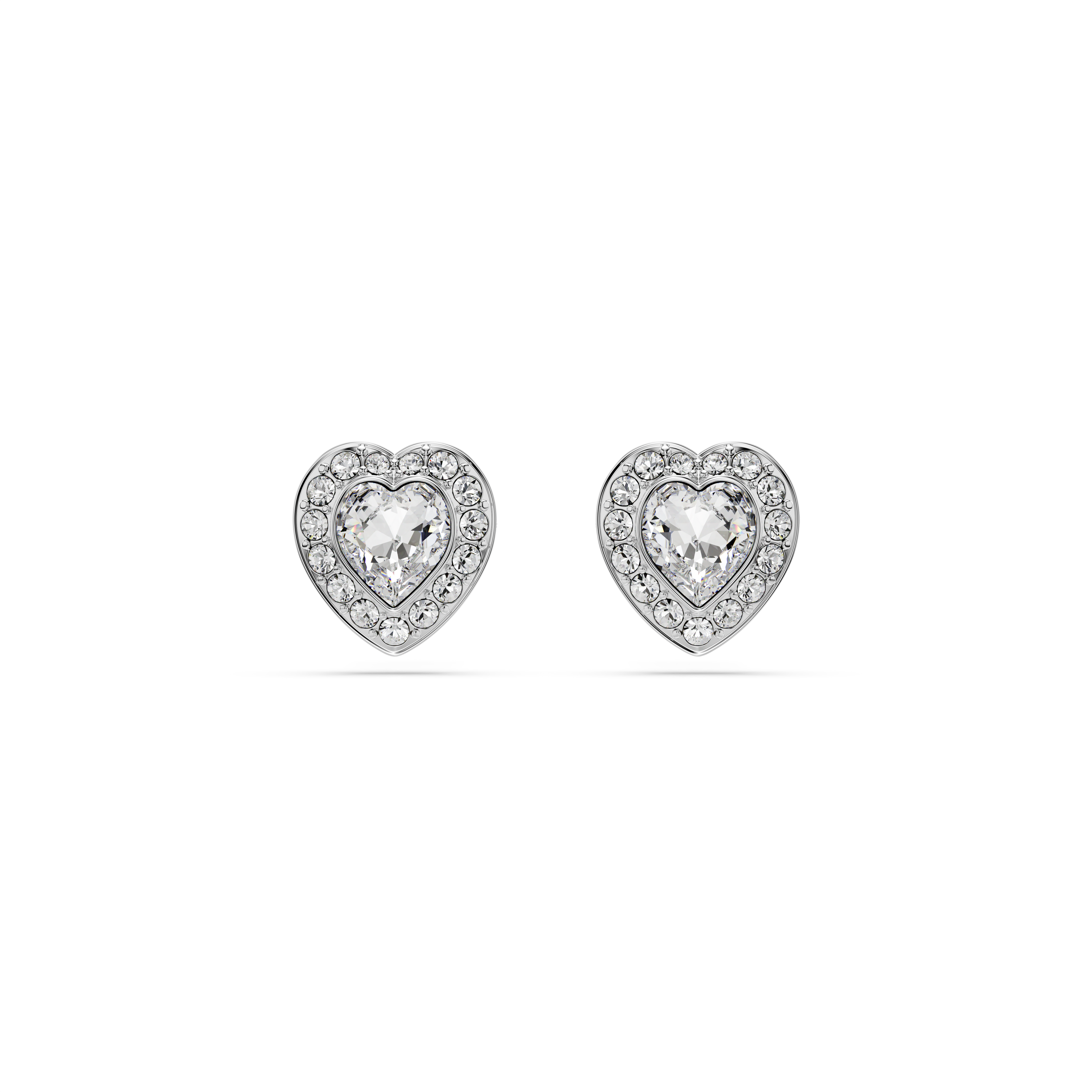 Swarovski Ariana Grande x Swarovski stud earrings, Mixed cuts, Heart, White, Rhodium plated 5720859