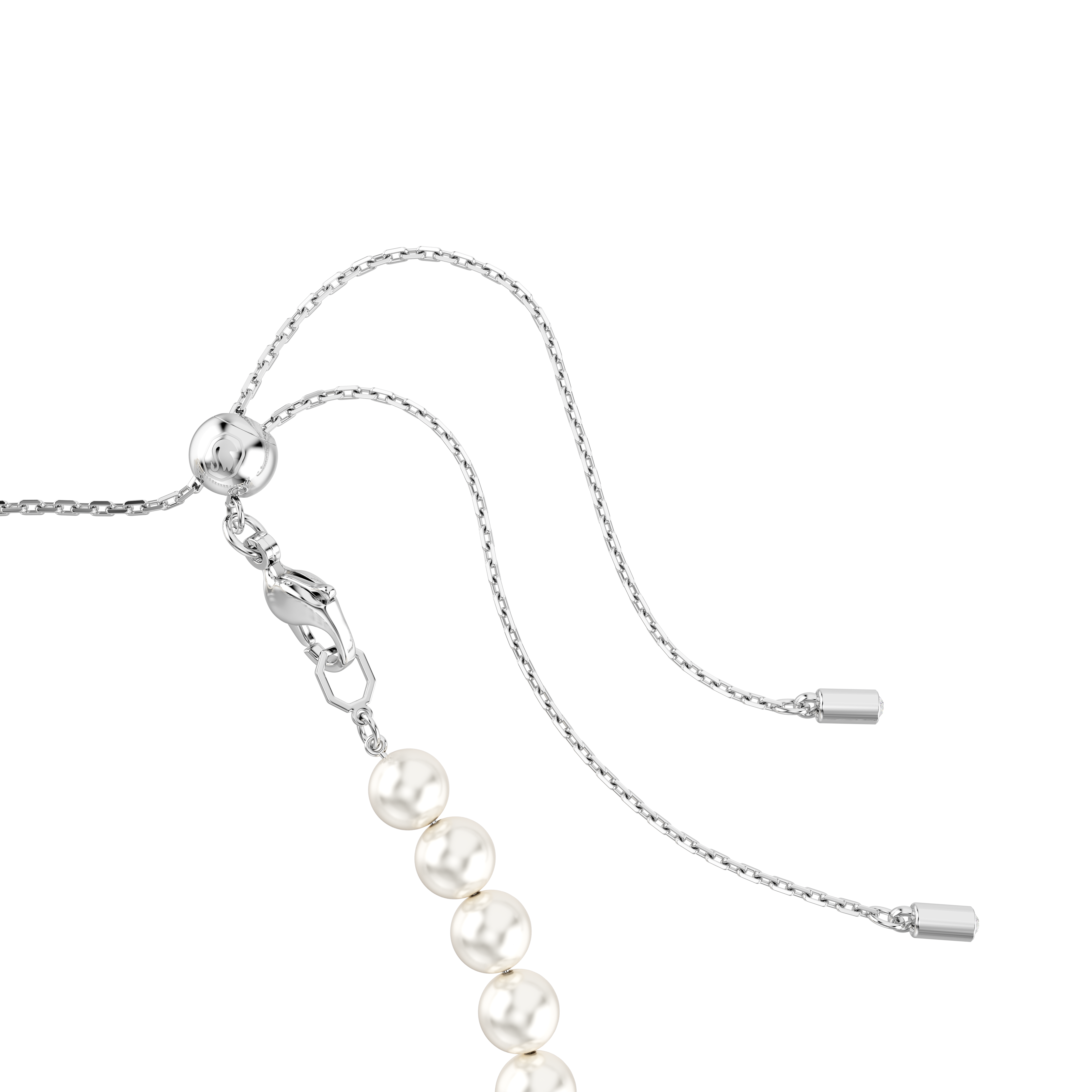 Swarovski Ariana Grande x Swarovski choker, Mixed cuts, Crystal pearl, Heart, White, Rhodium plated 5720861
