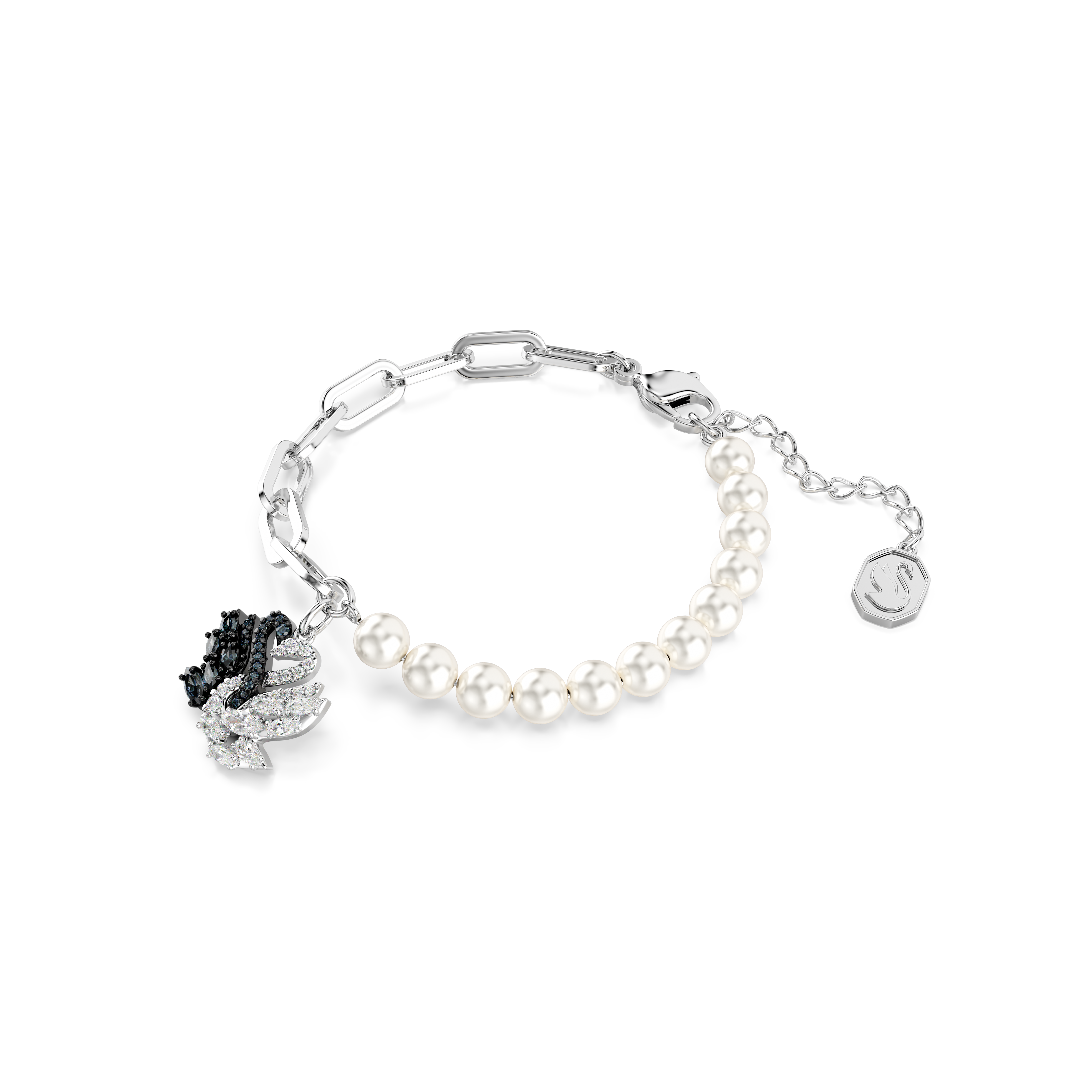 Swarovski Swan bracelet, Crystal pearl, Swan, Multicolored, Mixed metal finish 5720881