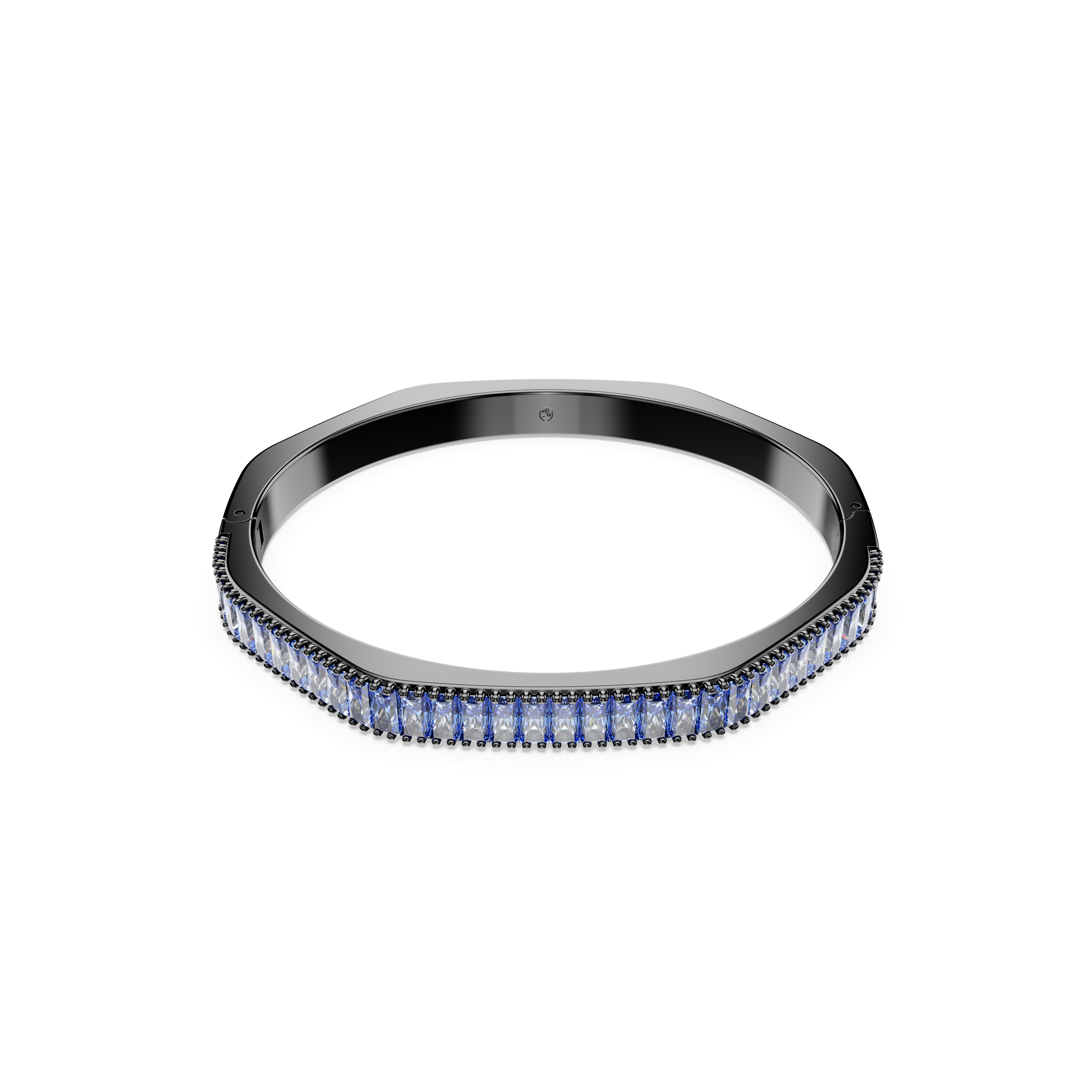 Swarovski Matrix bangle, Baguette cut, Octagon shape, Blue, Ruthenium plated 5721177