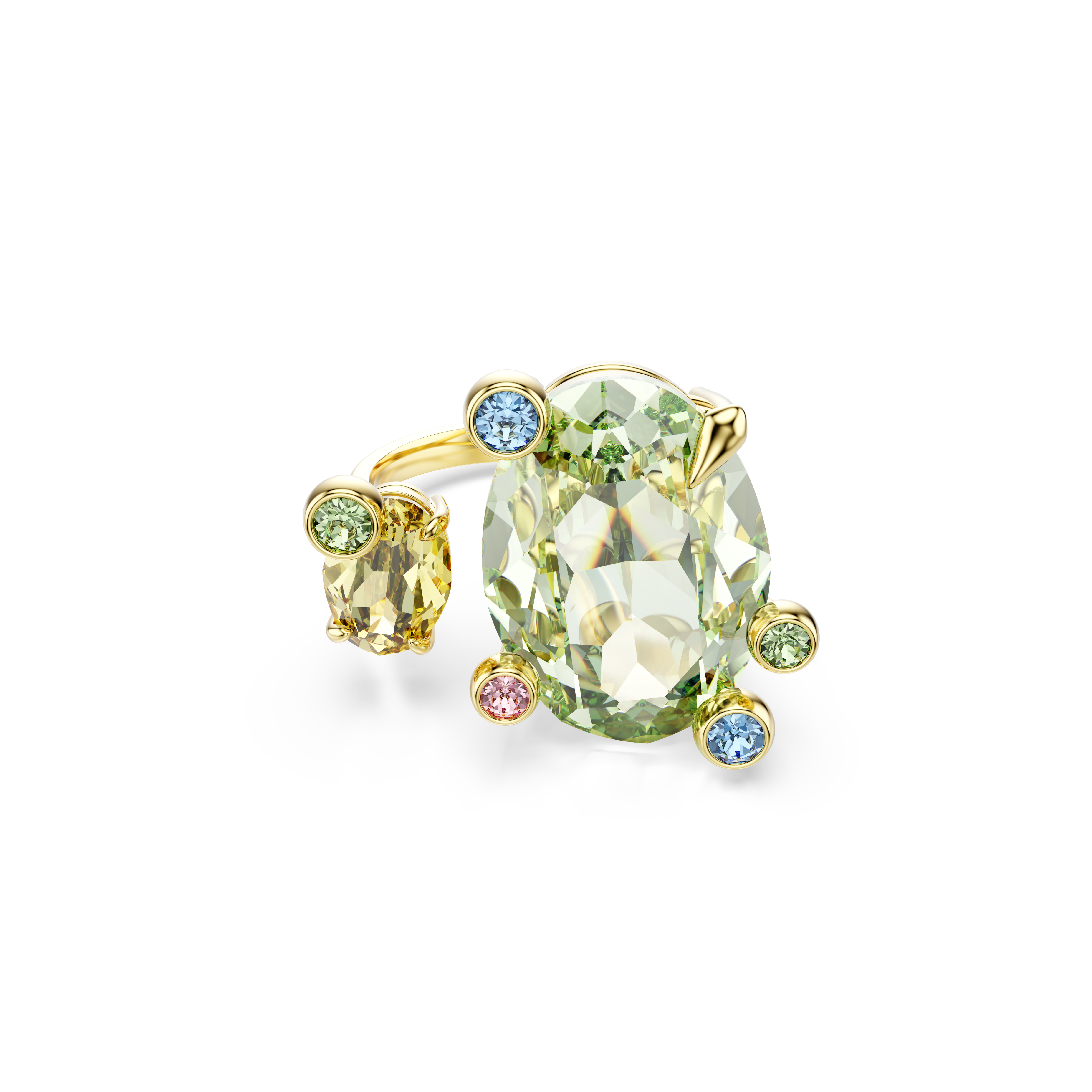 Swarovski Gema open ring, Mixed cuts, Multicolored, Gold-tone plated 5721685