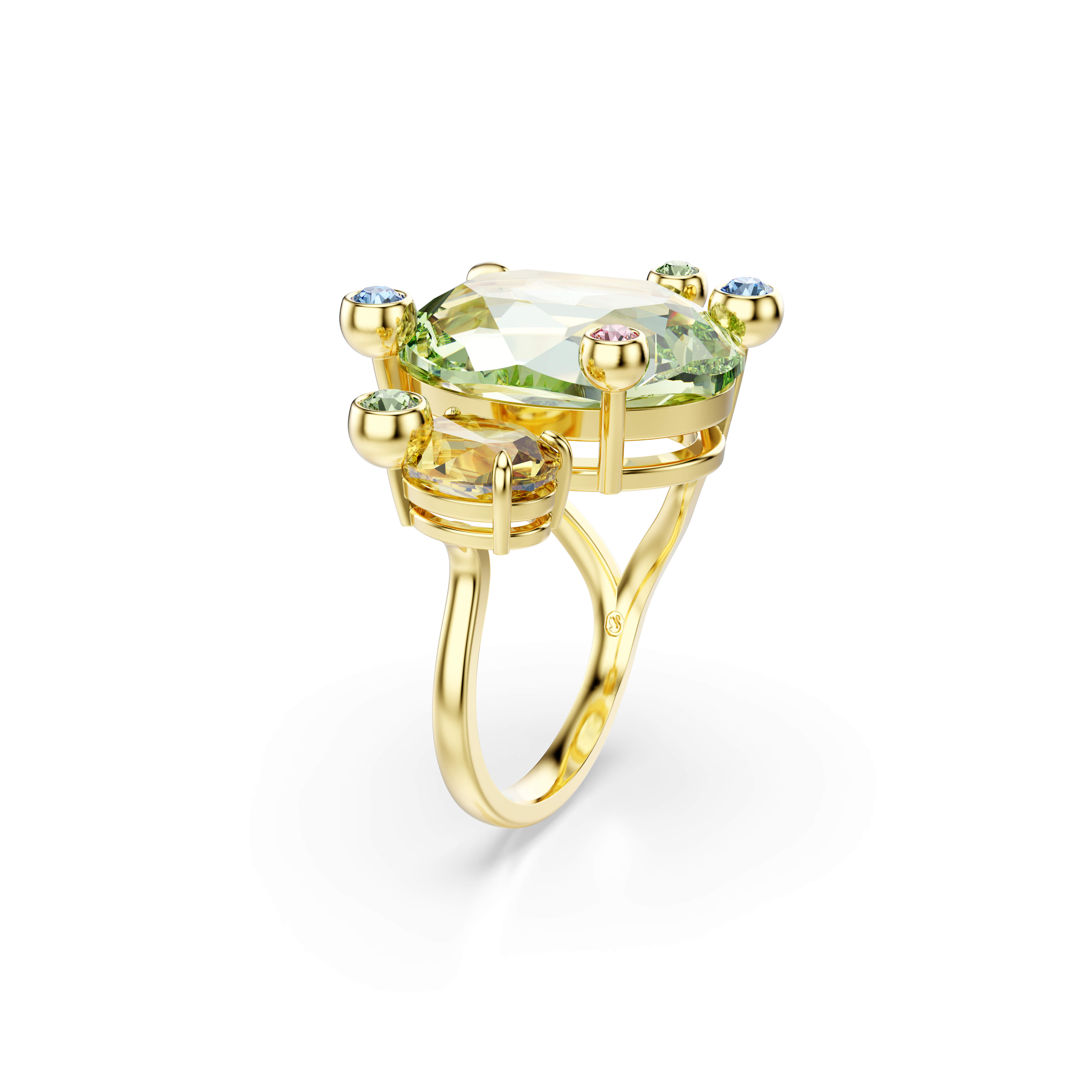 Swarovski Gema open ring, Mixed cuts, Multicolored, Gold-tone plated 5721686