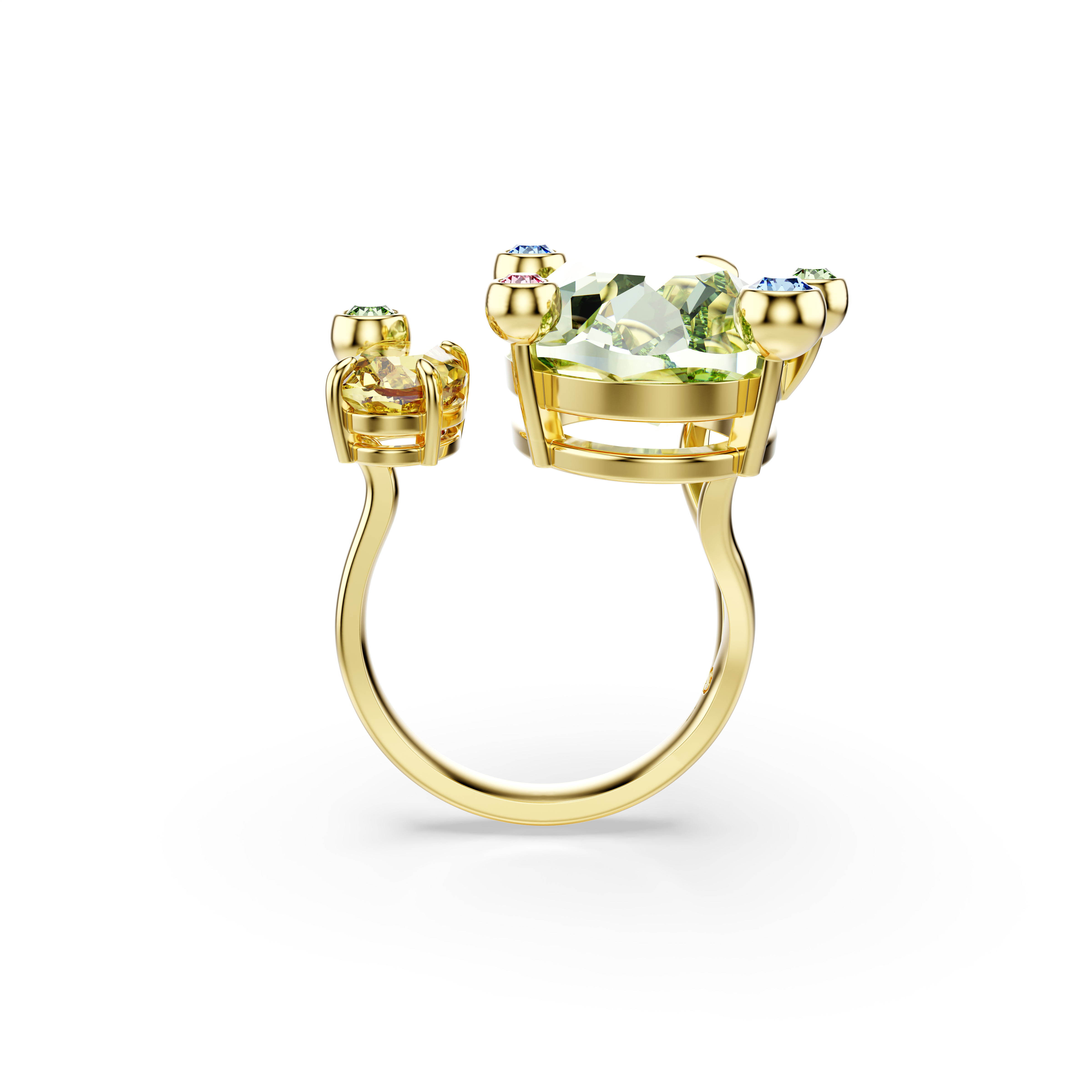 Swarovski Gema open ring, Mixed cuts, Multicolored, Gold-tone plated 5721686