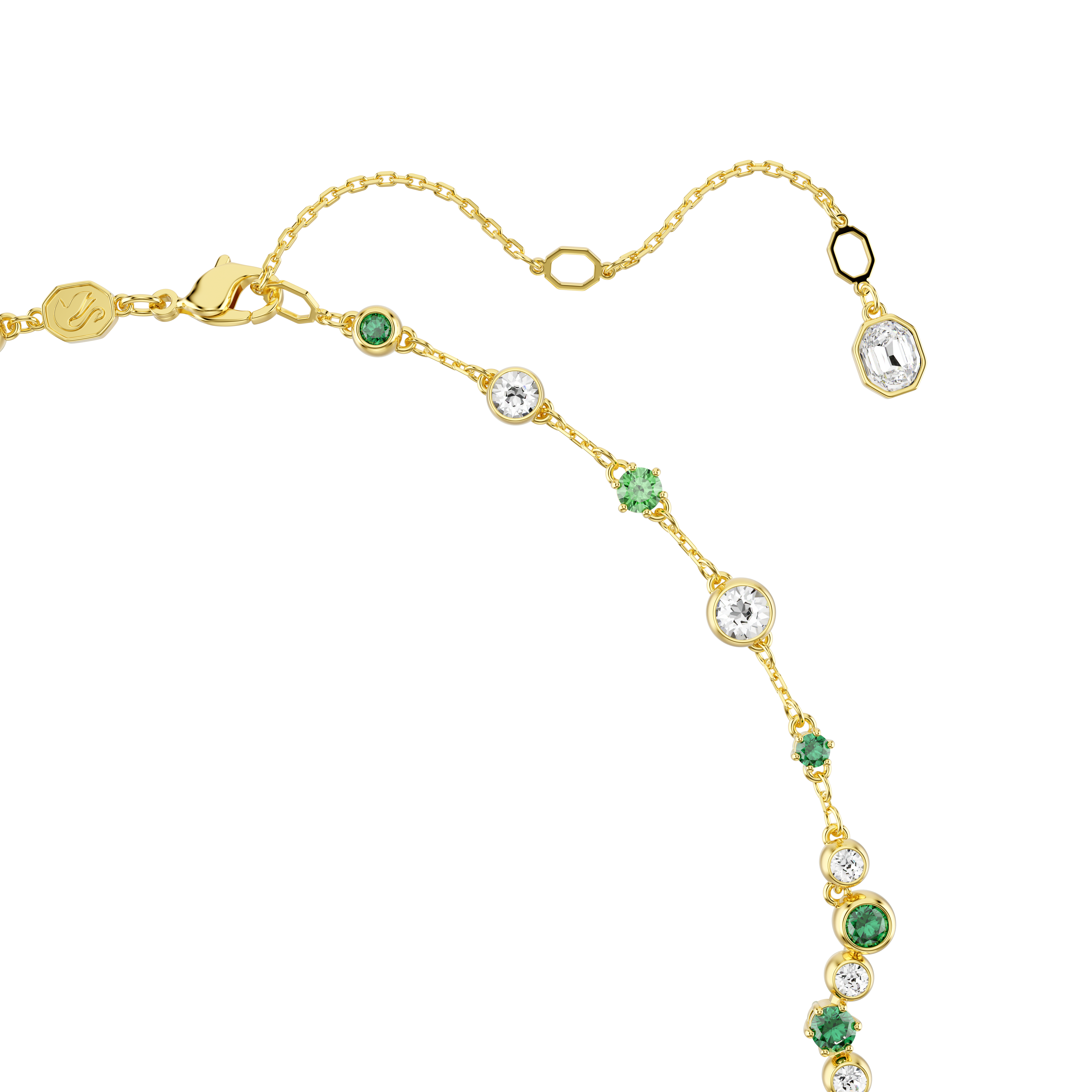 Swarovski Constella Y necklace, Mixed cuts, Green, Gold-tone plated 5722474